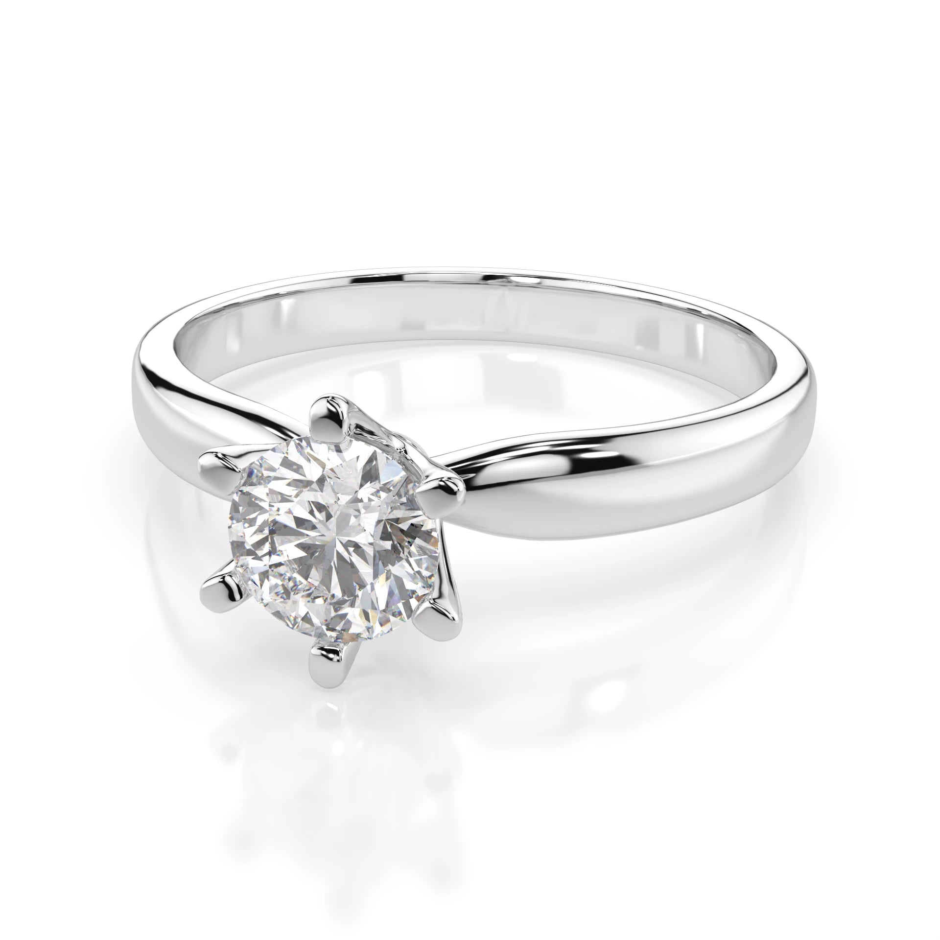 Inel de Logodnă Solitaire din Aur, Diamant Rotund Briliant 0.50 CT
