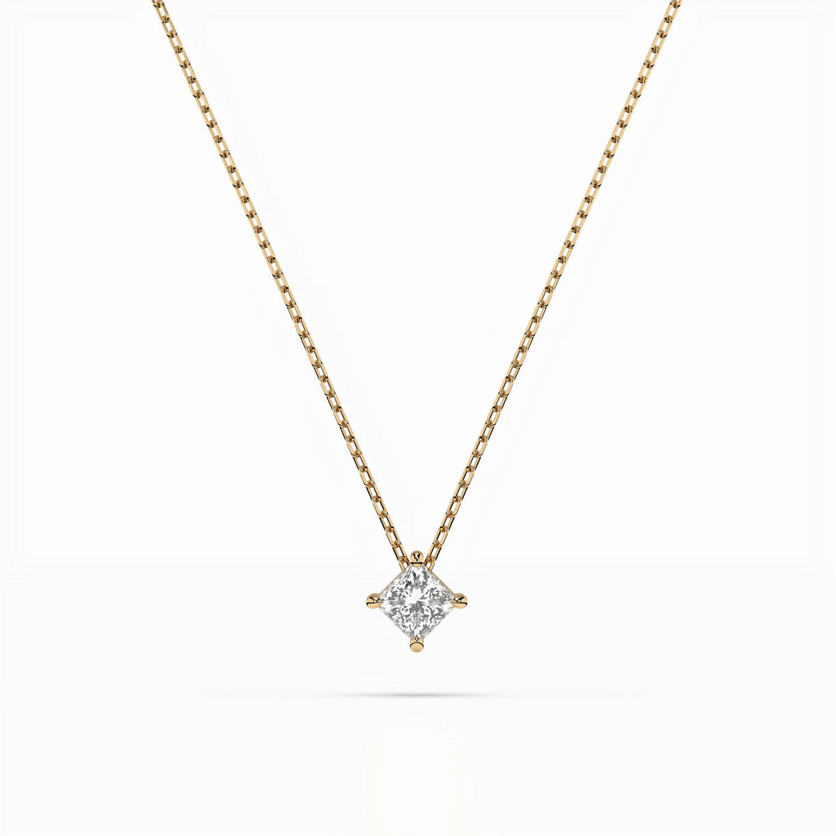 Colier din Aur cu Diamant, Forma Princess, 0,17 CT
