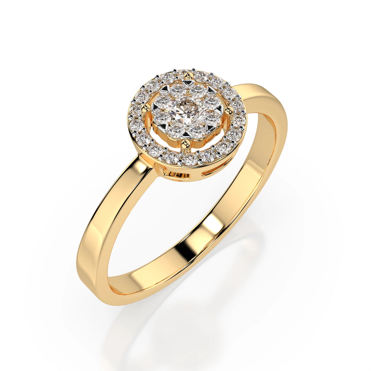 Inel din Aur cu Diamante, Forma Rotund Briliant, 0,24 CT