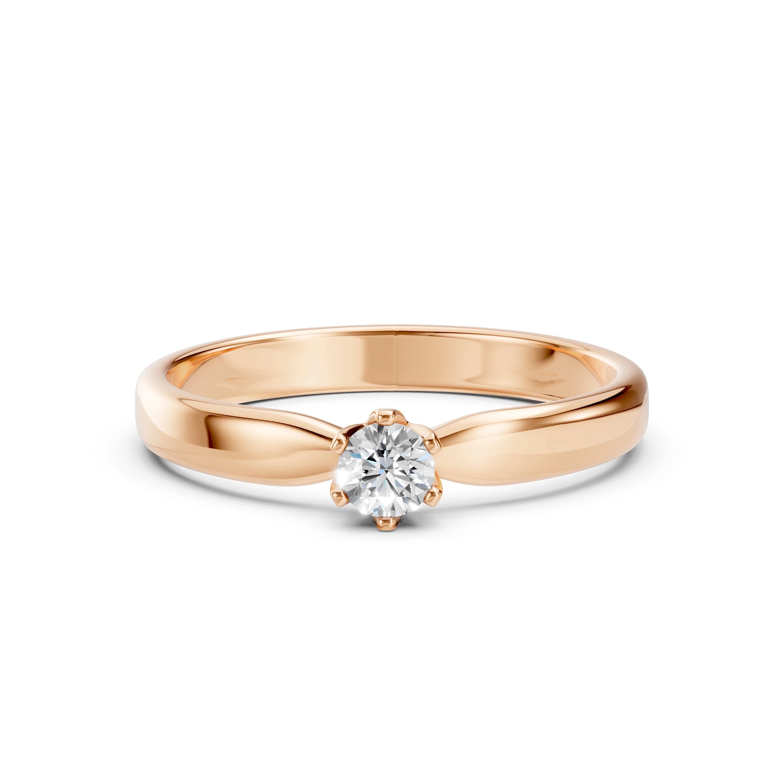 Inel de Logodnă Solitaire din Aur, Diamant Rotund Briliant 0.20 CT