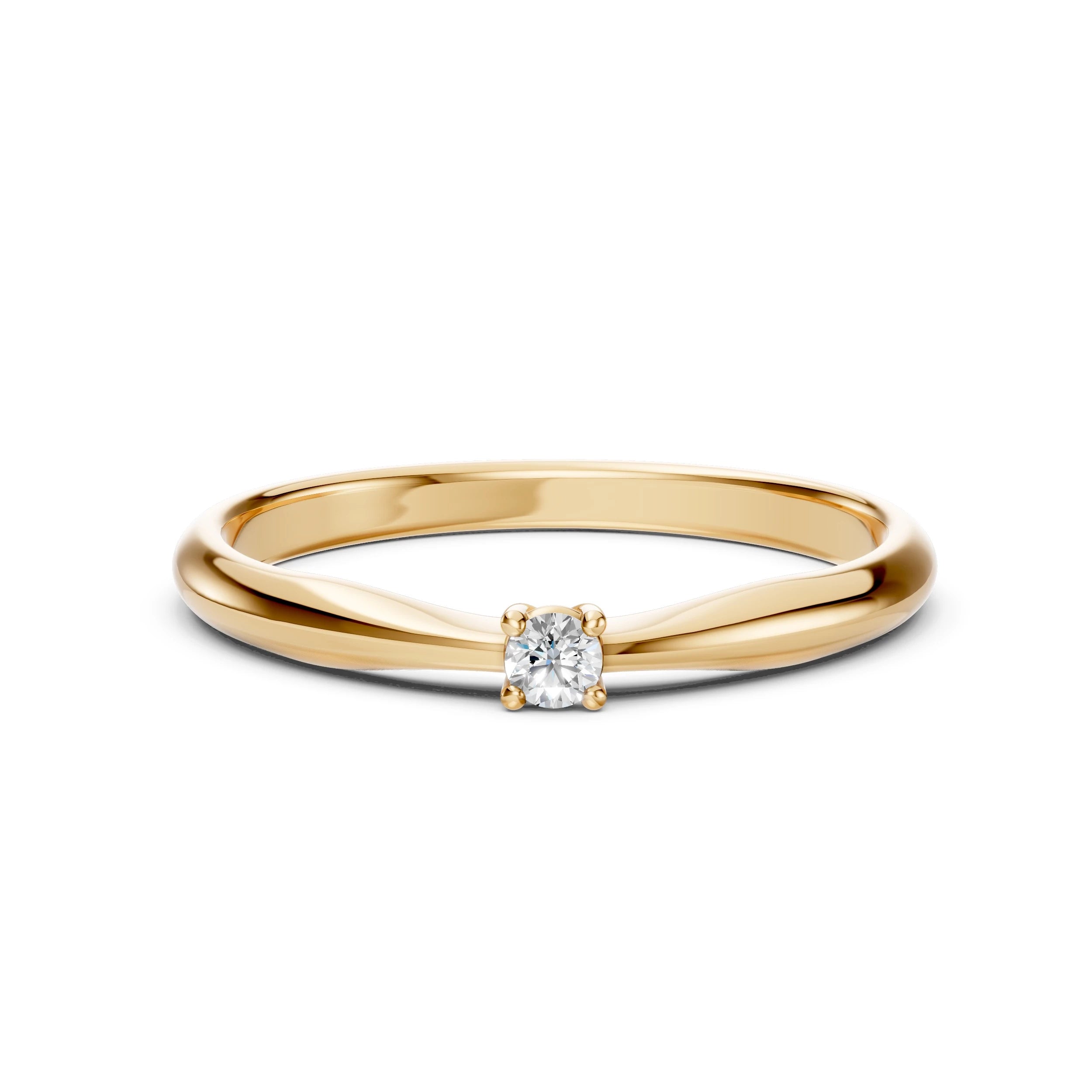 Inel de Logodnă Solitaire din Aur, Diamant Rotund Briliant 0.06 CT