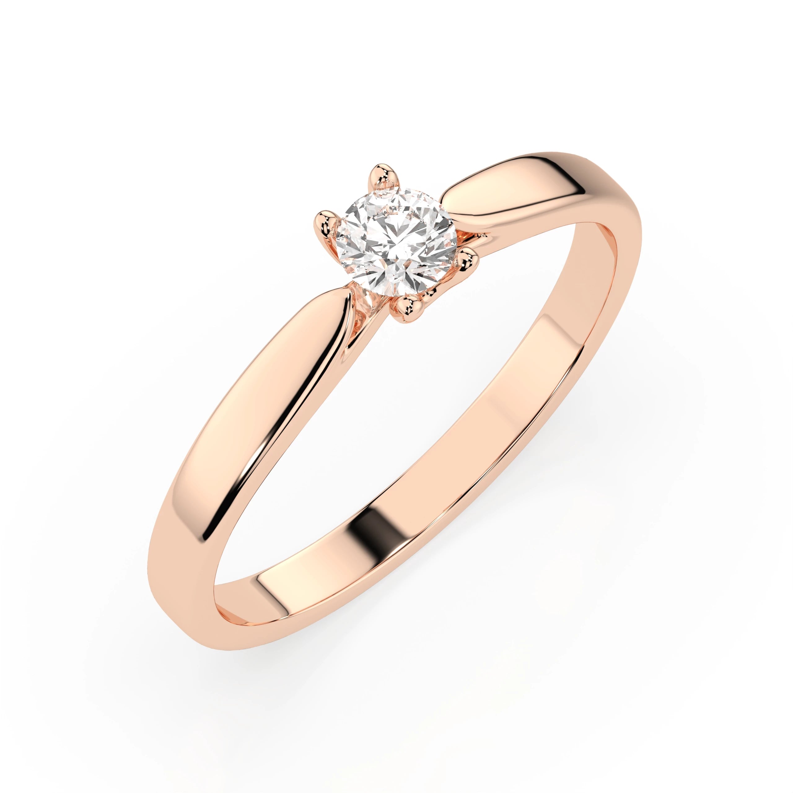 Inel de Logodnă Solitaire din Aur, Diamant Rotund Briliant 0.15 CT