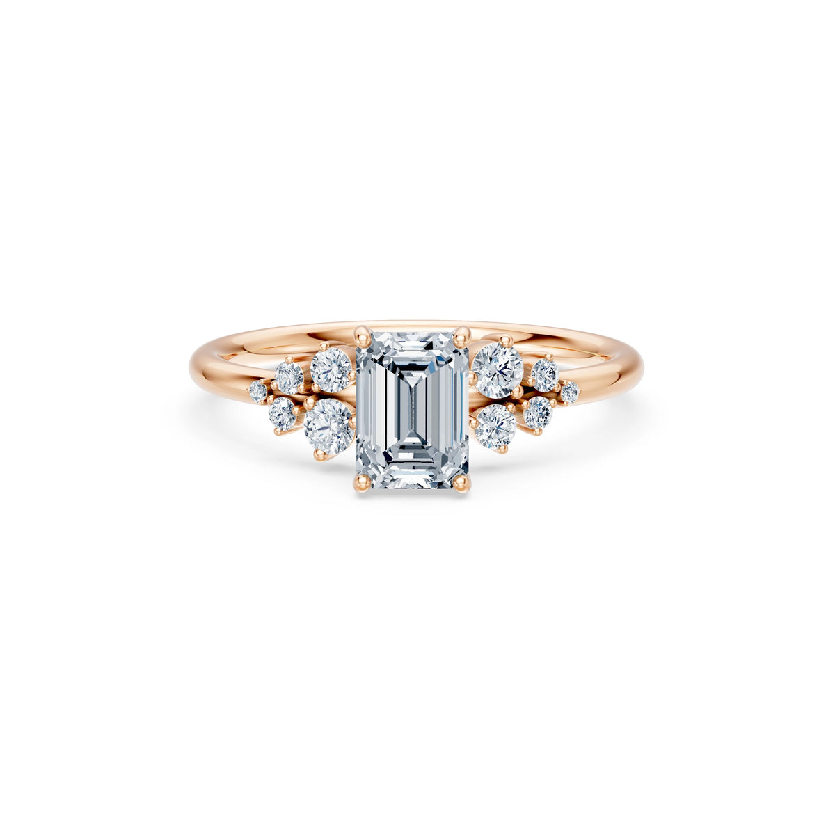 Inel de Logodnă din Aur cu Diamant Central Emerald și Diamante Laterale 1,25 CT