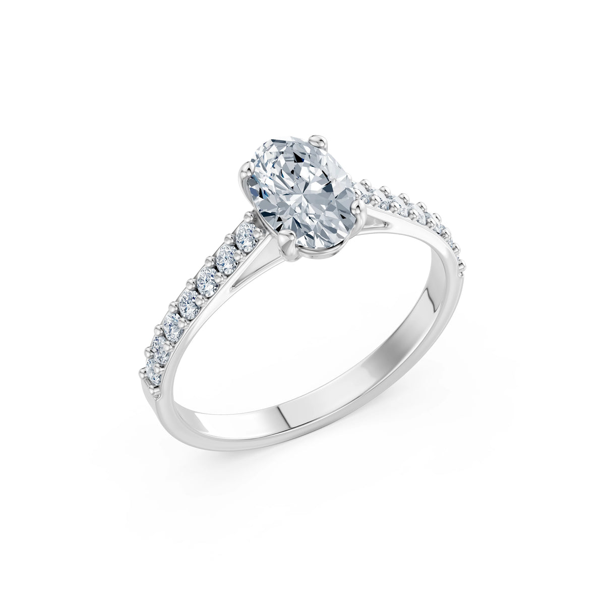 Inel de Logodnă din Aur cu Diamant Central Oval și Diamante Laterale 1,28 CT