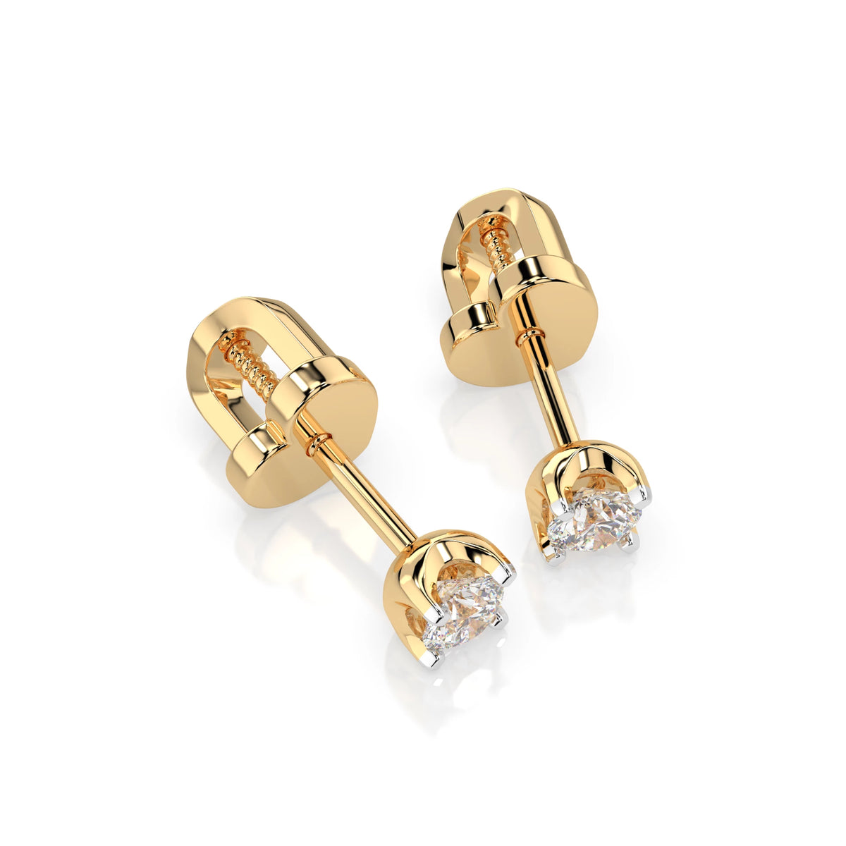 Cercei din Aur cu Diamante, Forma Rotund Briliant, 0,20 CT