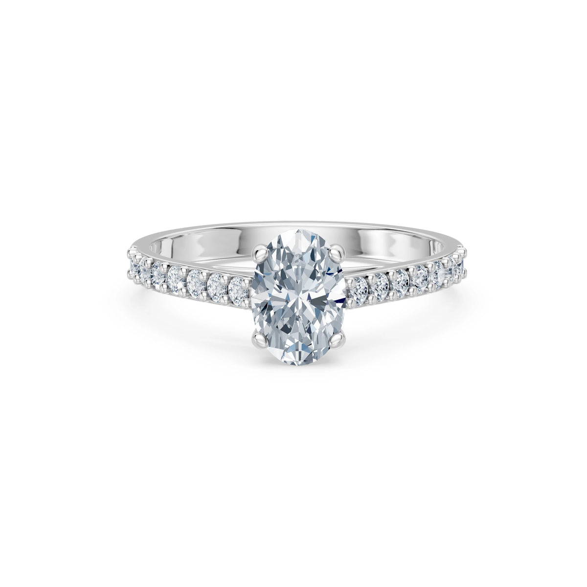 Inel de Logodnă din Aur cu Diamant Central Oval și Diamante Laterale 1,28 CT