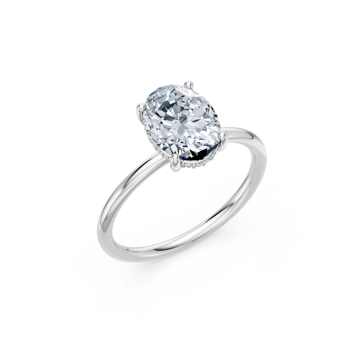 Inel de Logodnă Solitaire din Aur, Diamant Oval 2,00 CT