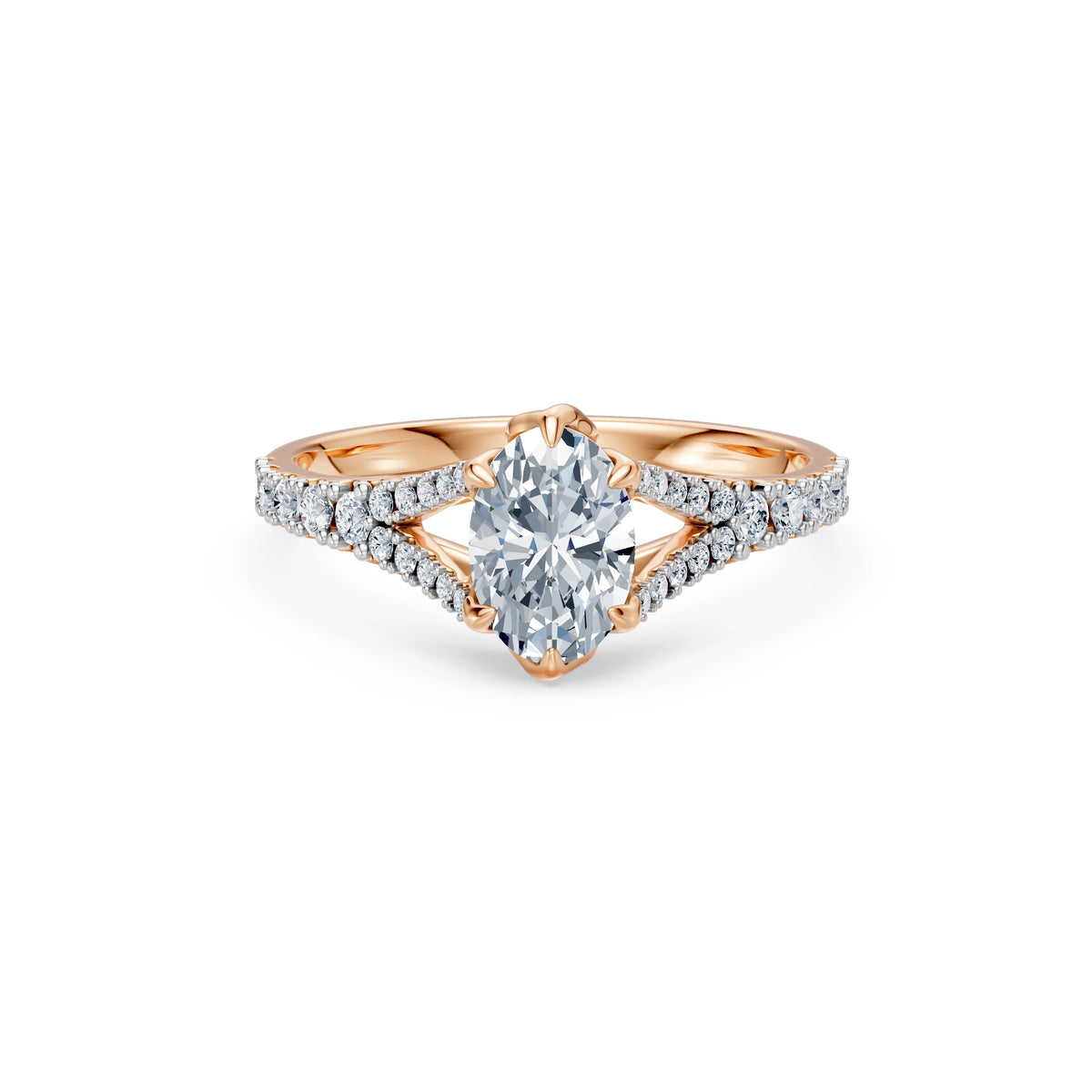Inel de Logodnă din Aur cu Diamant Central Oval și Diamante Laterale 1,29 CT