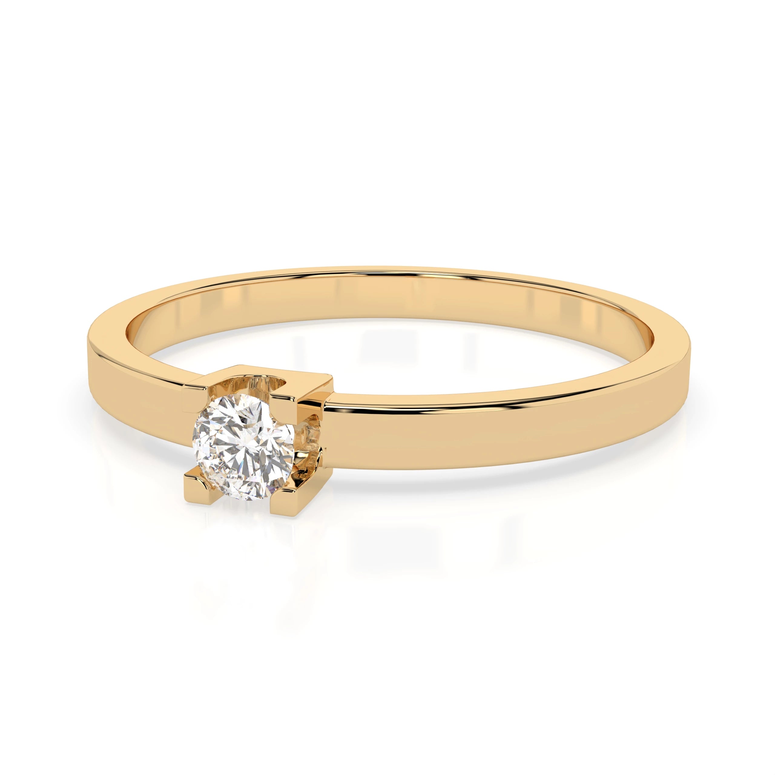 Inel de Logodnă Solitaire din Aur, Diamant Rotund Briliant 0.10 CT