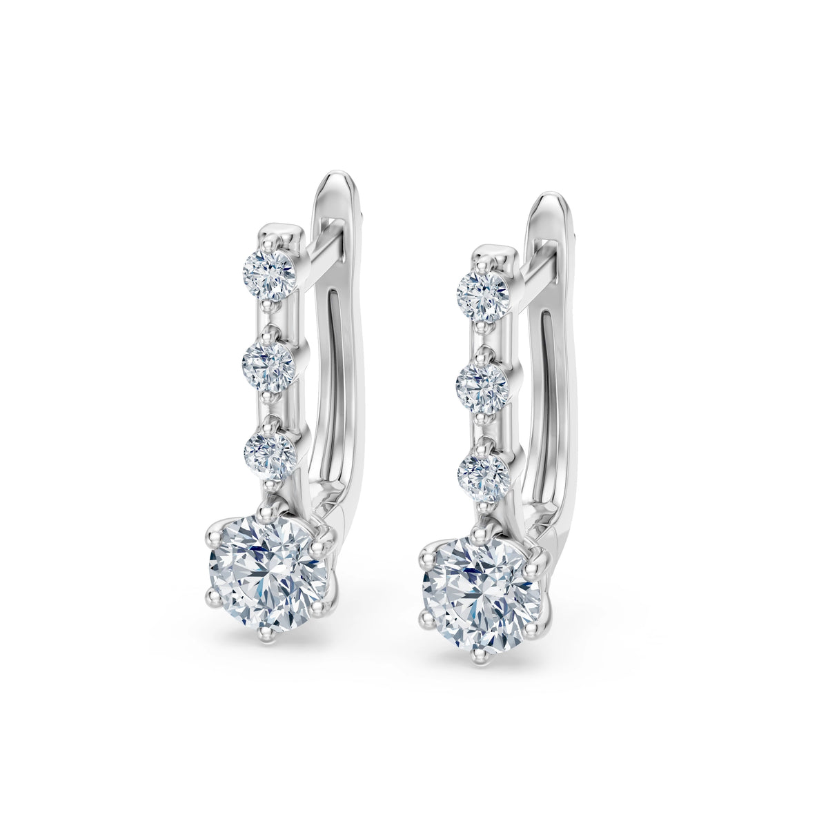 Cercei din Aur cu Diamante, Forma Rotund Briliant, 0,72 CT