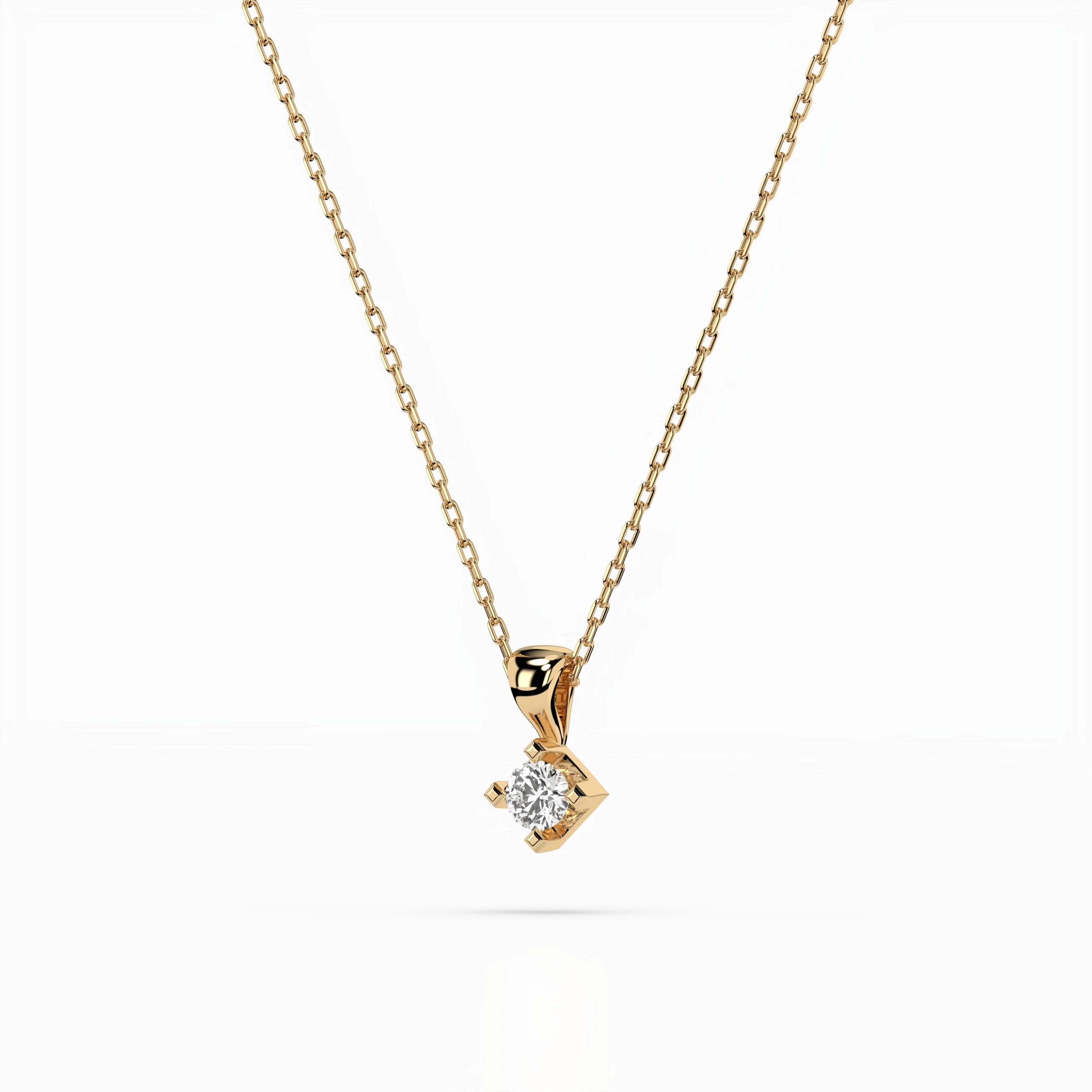 Colier din Aur cu Diamant Rotund Briliant 0.08 CT