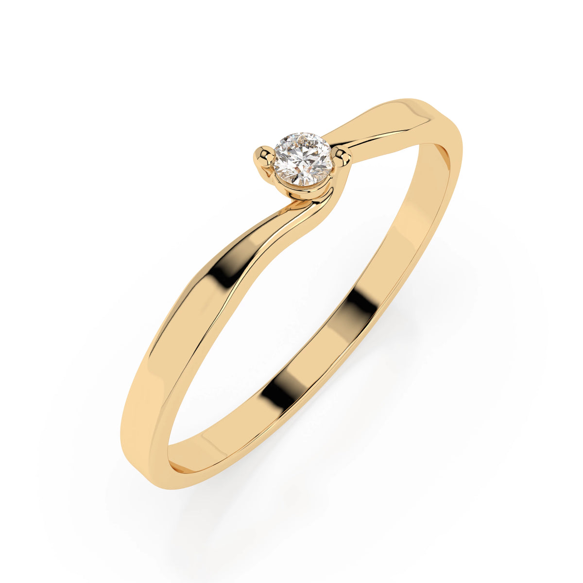 Inel de Logodnă Solitaire din Aur, Diamant Rotund Briliant 0,04 CT