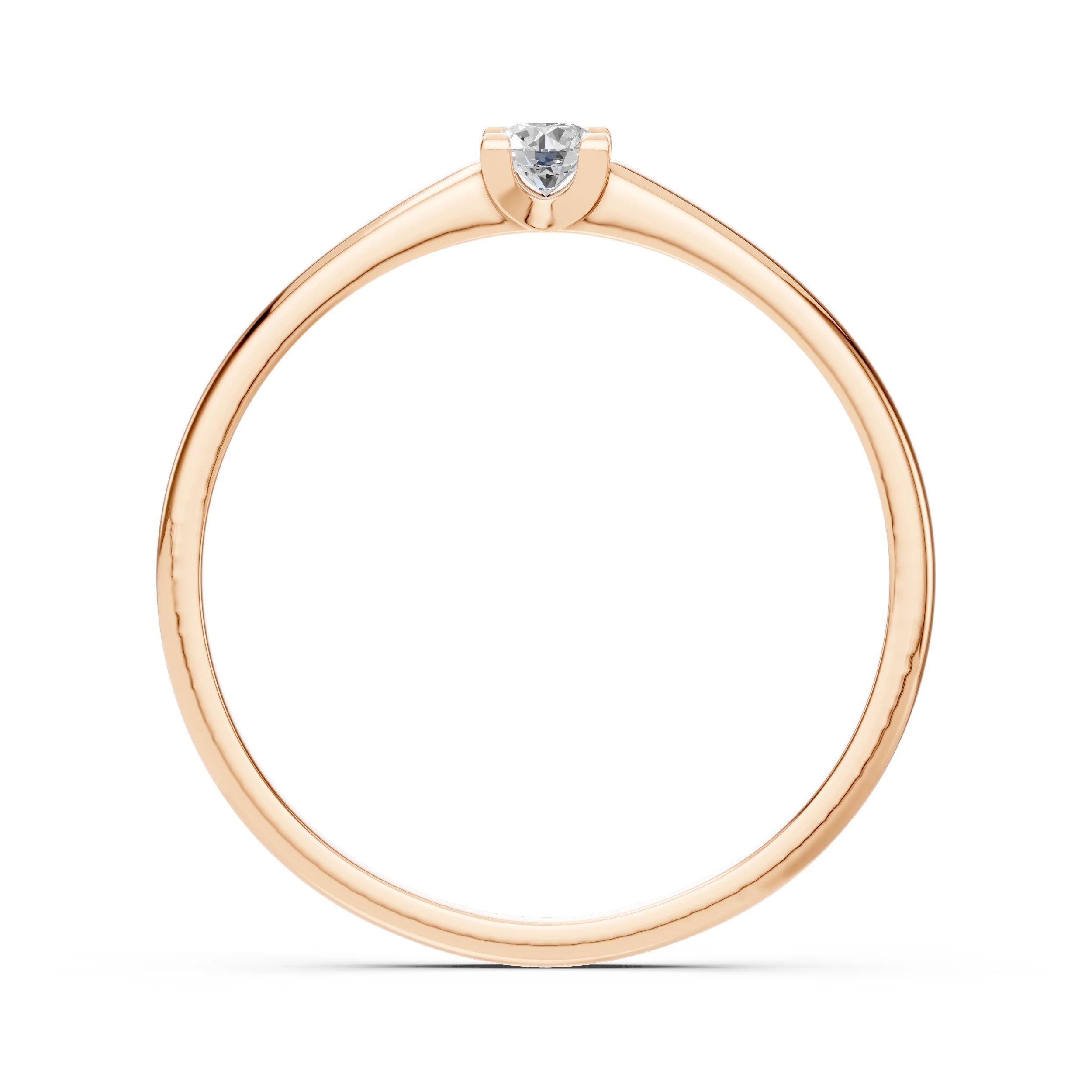 Inel de Logodnă Solitaire din Aur, Diamant Rotund Briliant 0.10 CT