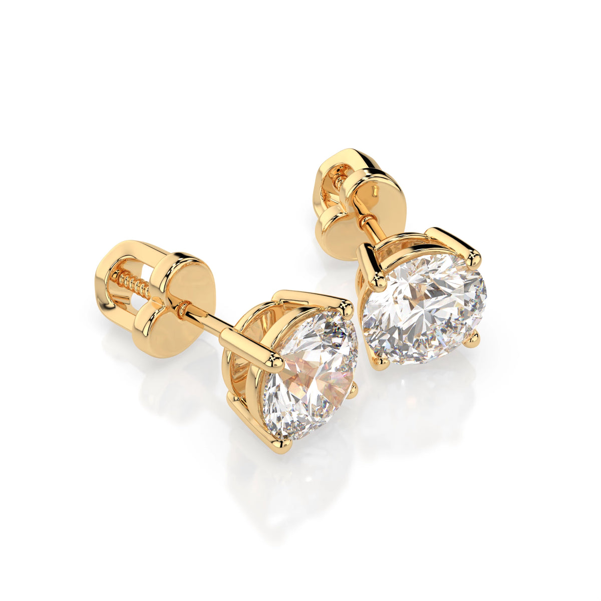 Cercei din Aur cu Diamante, Forma Rotund Briliant, 2,00 CT