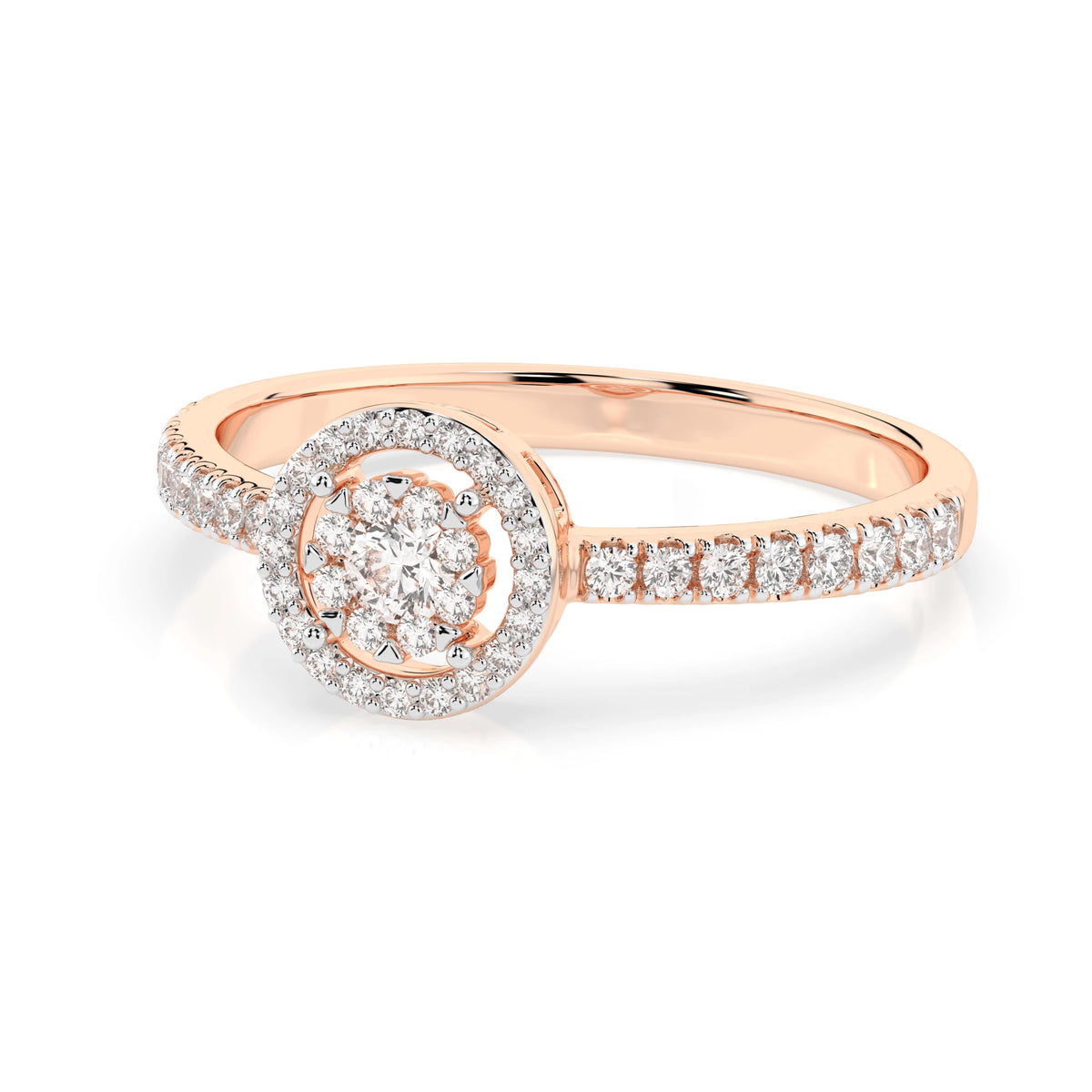Inel din Aur cu Diamante, Forma Rotund Briliant, 0,37 CT