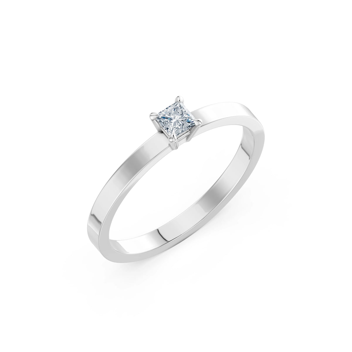 Inel de Logodnă Solitaire din Aur, Diamant Princess 0,17 CT