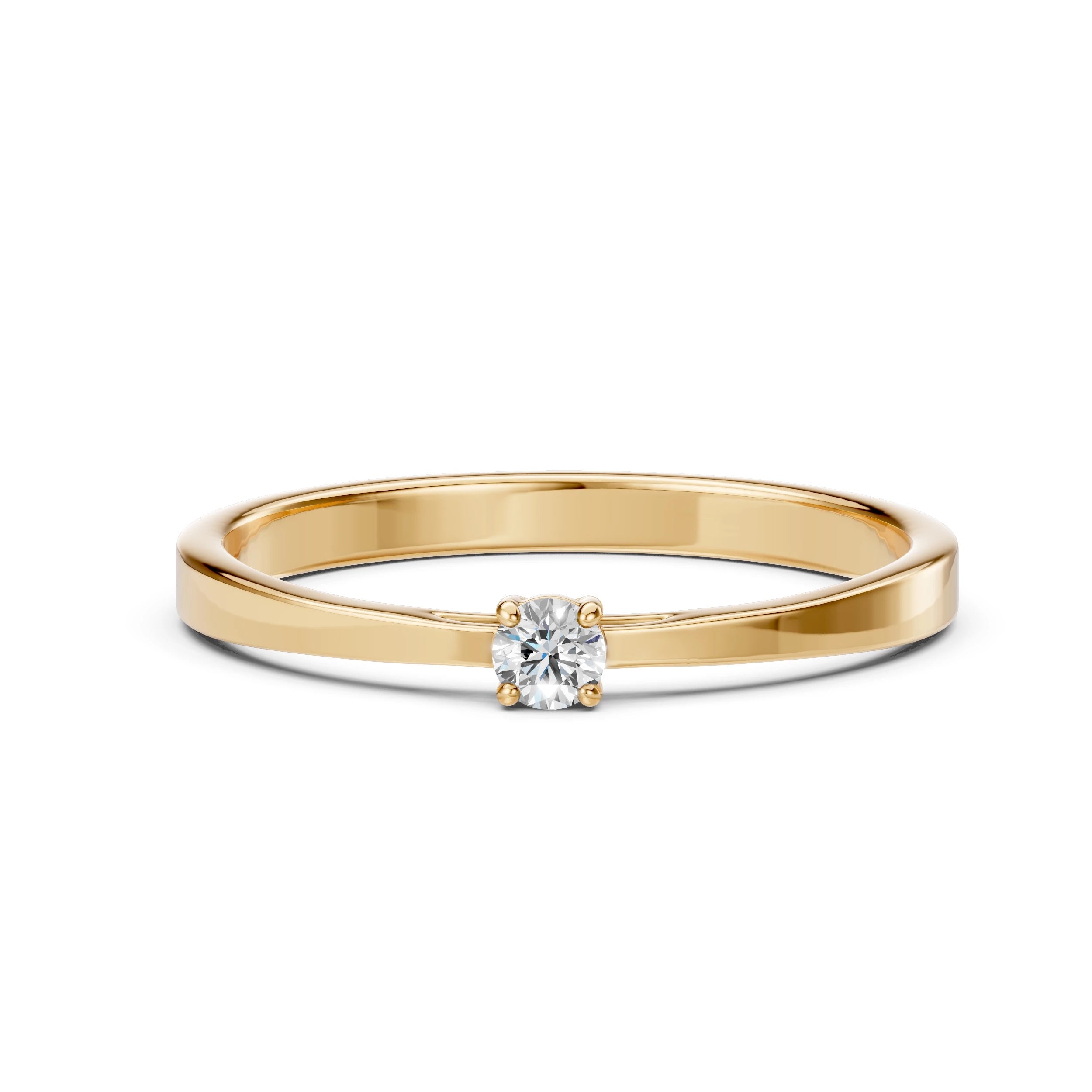 Inel de Logodnă Solitaire din Aur, Diamant Rotund Briliant 0.10 CT
