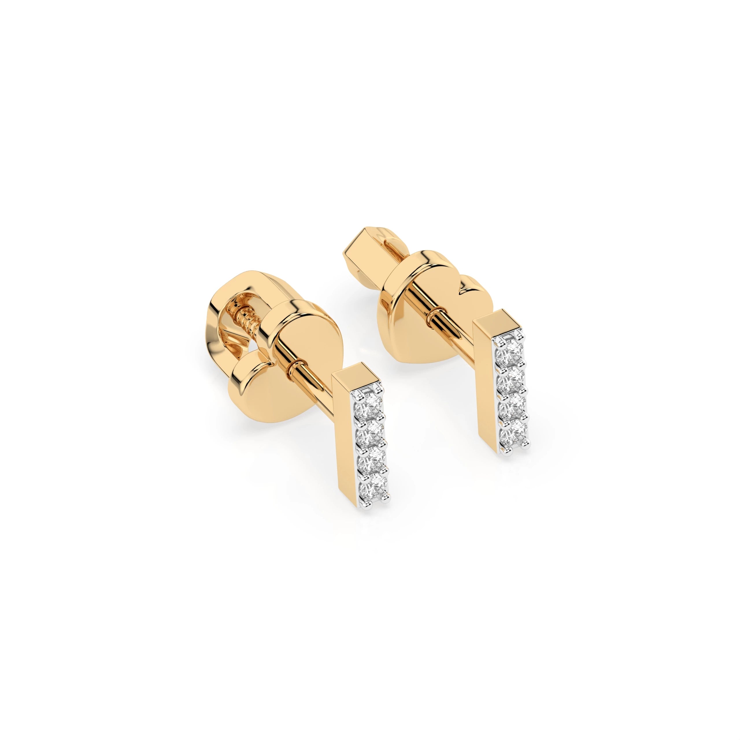 Cercei din Aur cu Diamante Rotunde Briliant 0.08 CT
