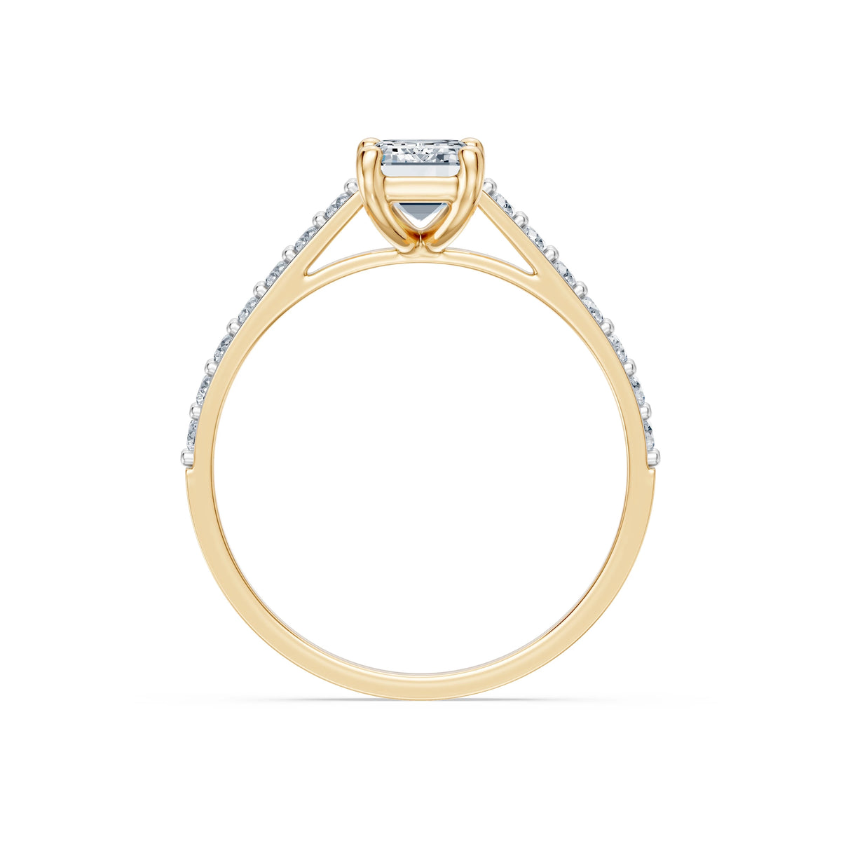 Inel de Logodnă din Aur cu Diamant Central Emerald și Diamante Laterale 1,28 CT