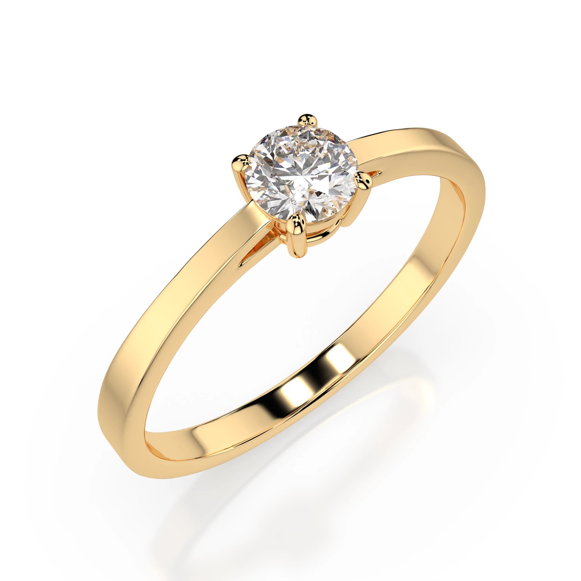 Inel de Logodnă Solitaire din Aur, Diamant Rotund Briliant 0.30 CT