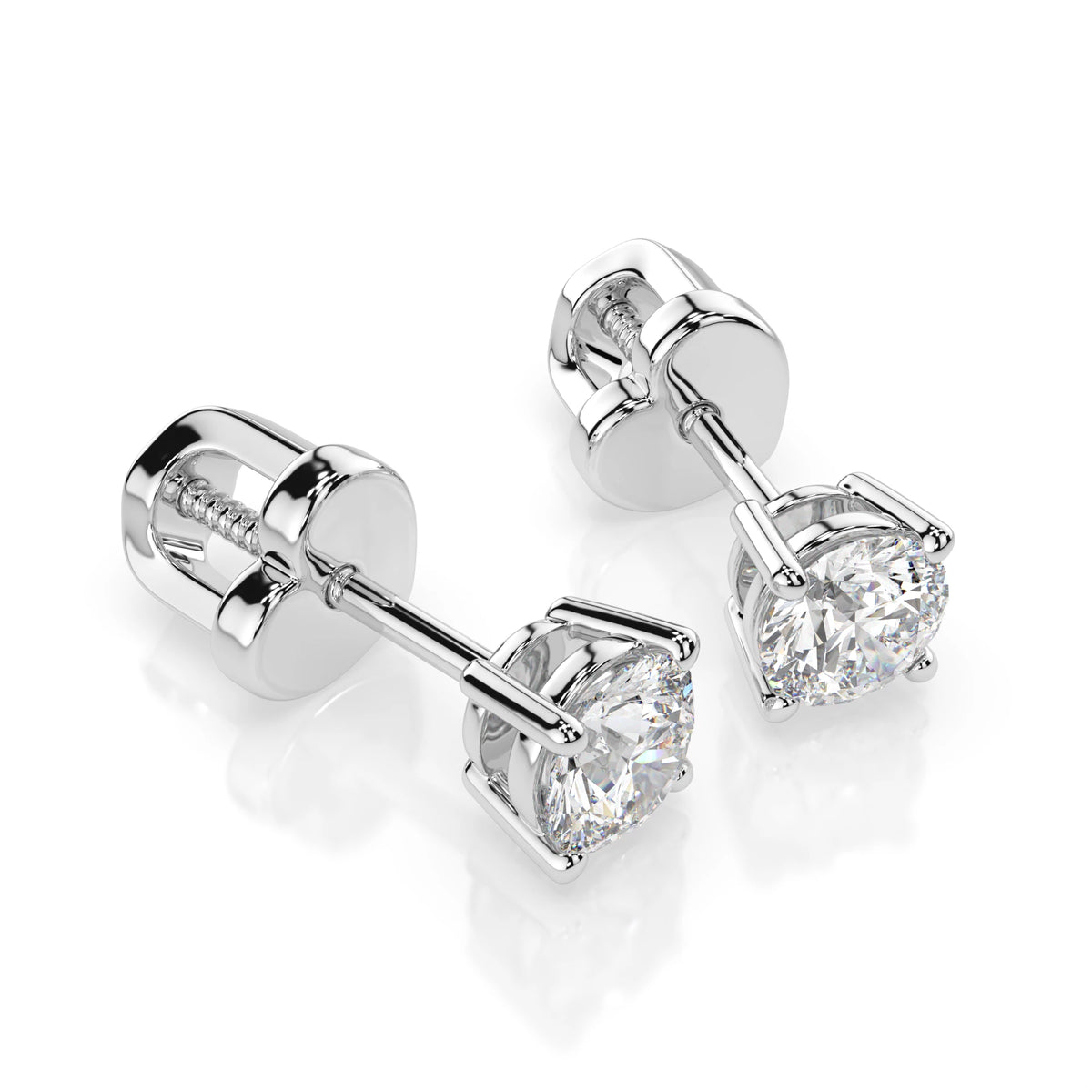 Cercei din Aur cu Diamante, Forma Rotund Briliant, 0,70 CT
