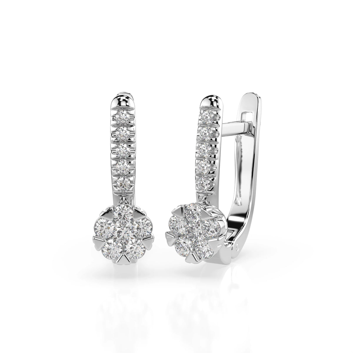 Cercei din Aur cu Diamante, Forma Rotund Briliant, 0,32 CT
