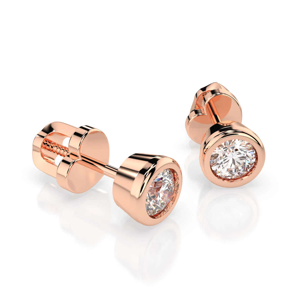 Cercei din Aur cu Diamante, Forma Rotund Briliant, 0,60 CT