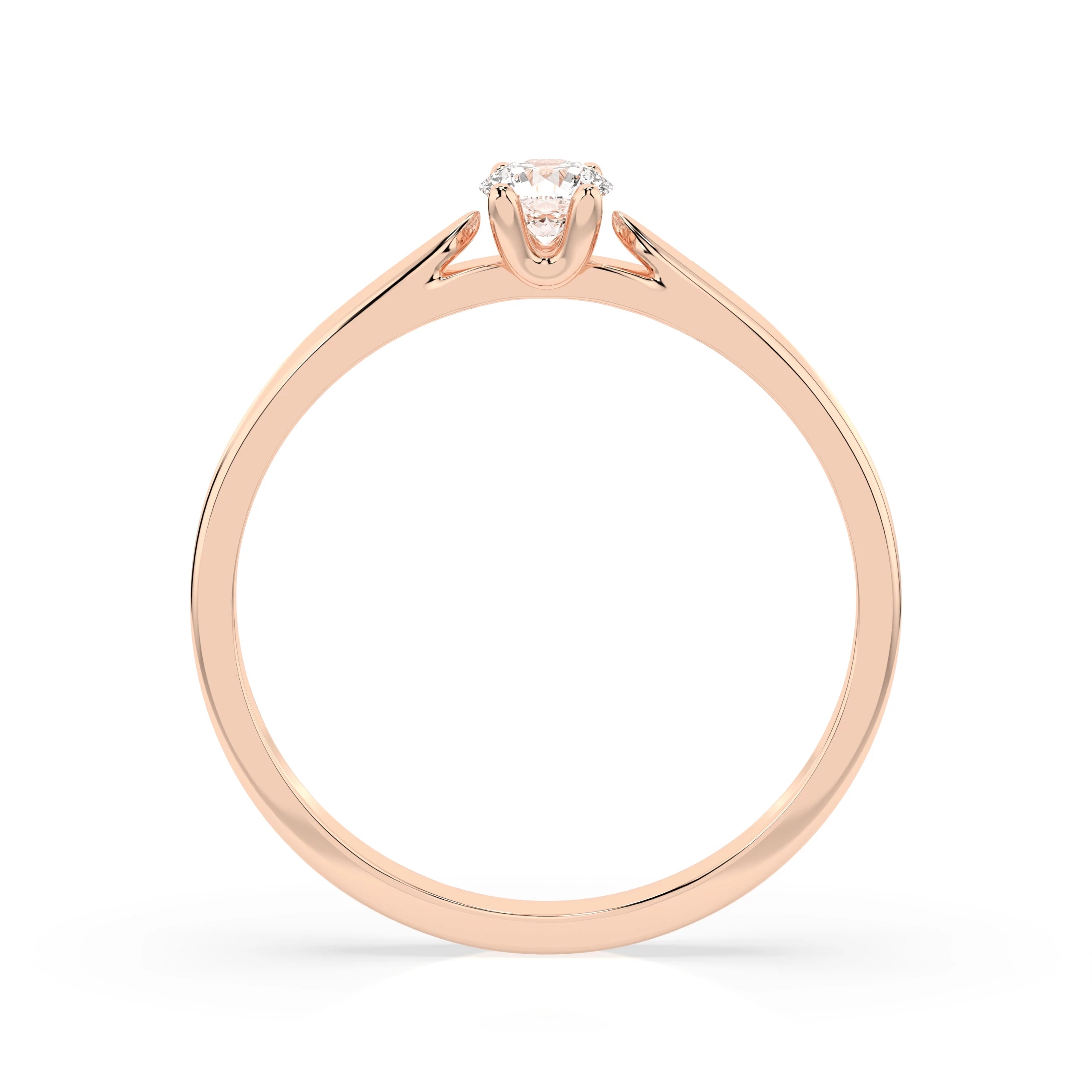 Inel de Logodnă Solitaire din Aur, Diamant Rotund Briliant 0.15 CT