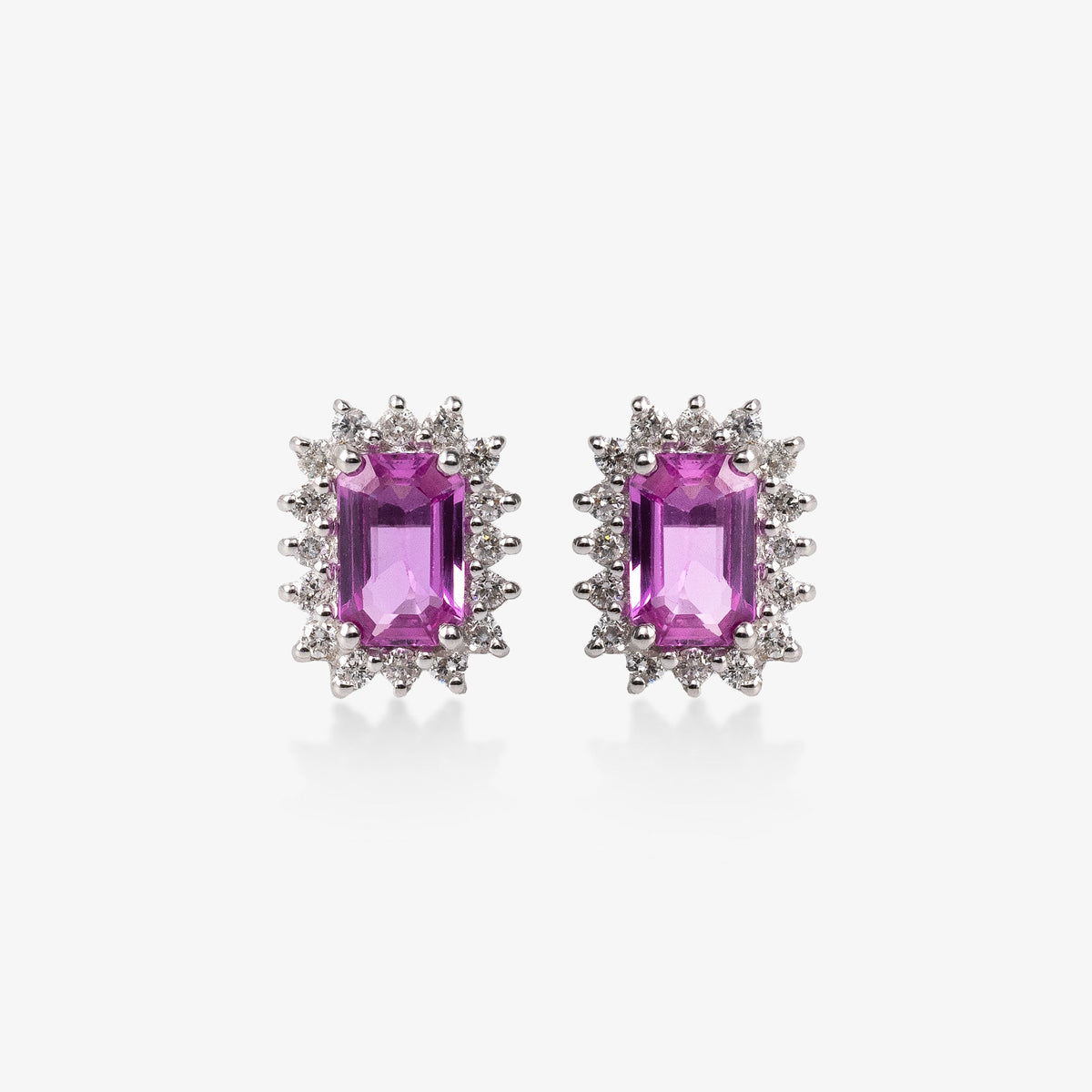Cercei aur 18k cu safire roz 1.30 ct si diamante