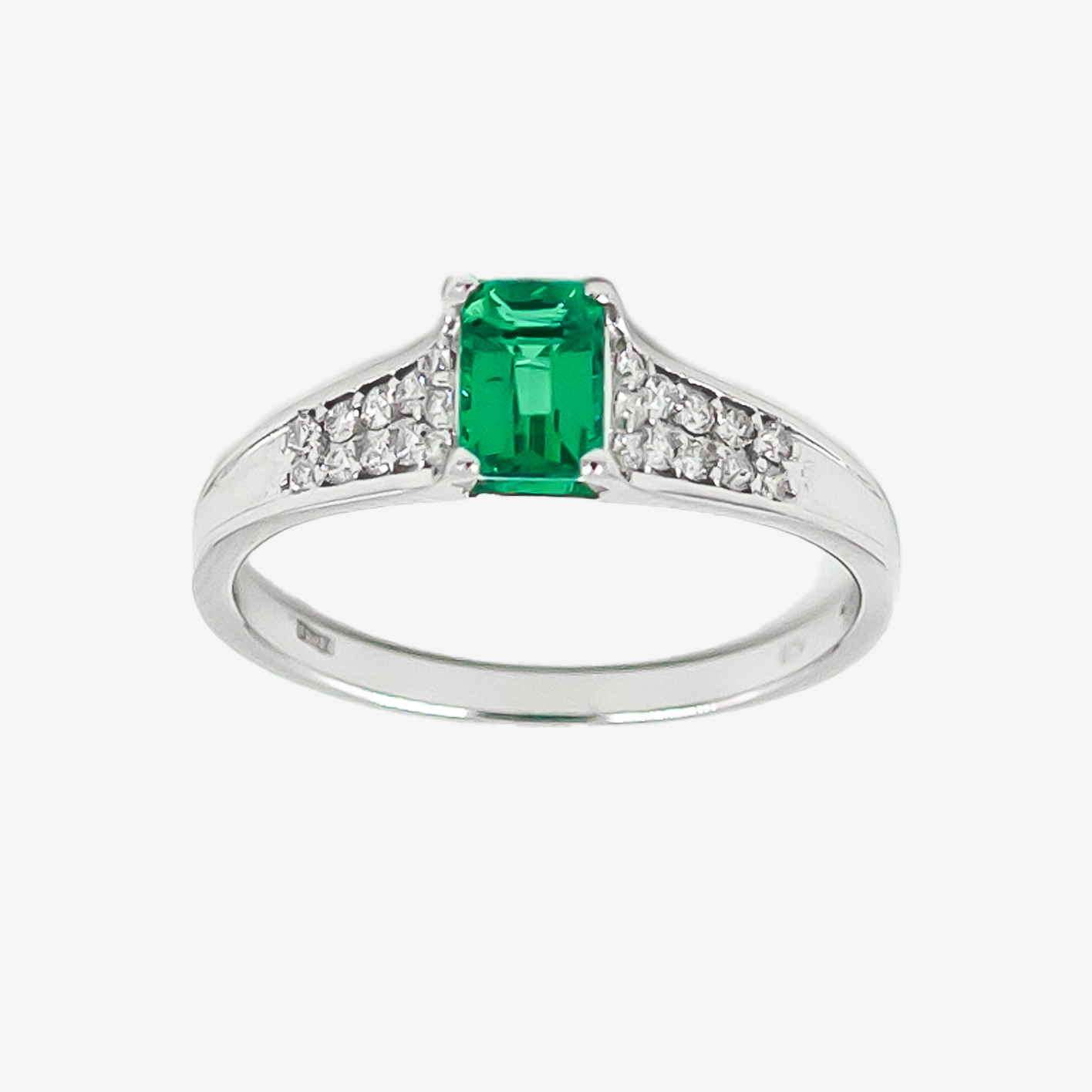 Inel India Green Emerald cu Diamante