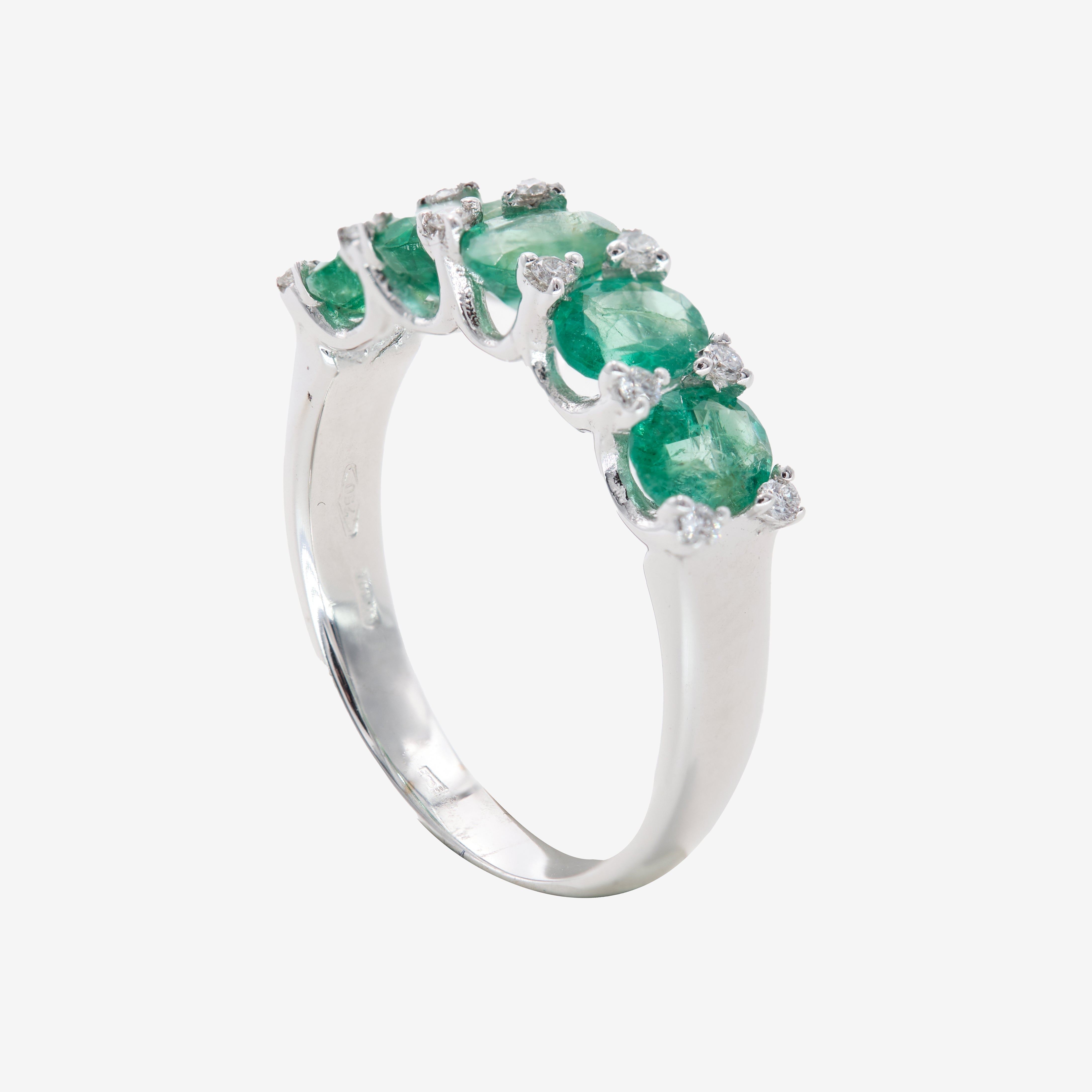 Lane ring with emeralds and diamonds