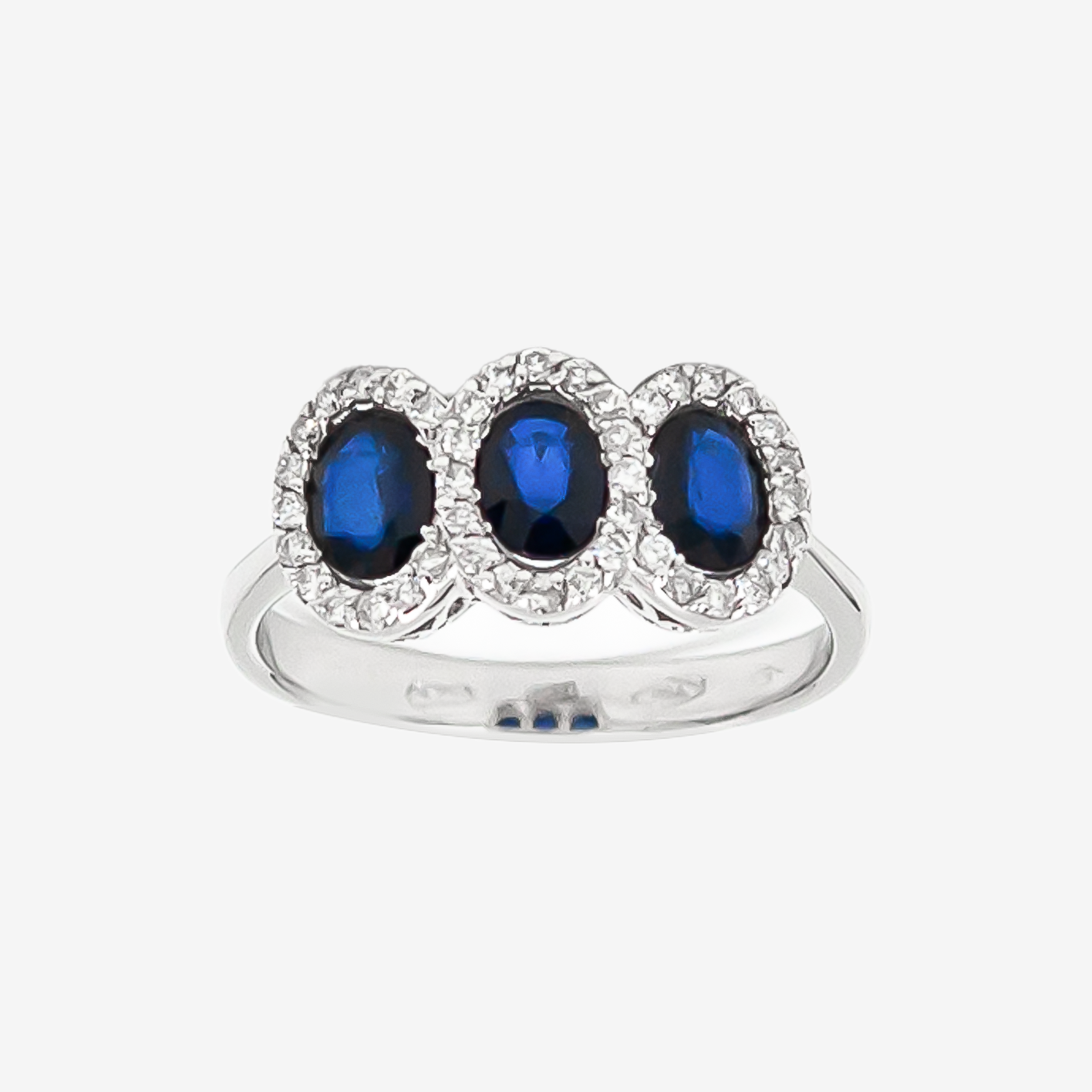 Sapphire Sparkle Trio Ring with Diamonds