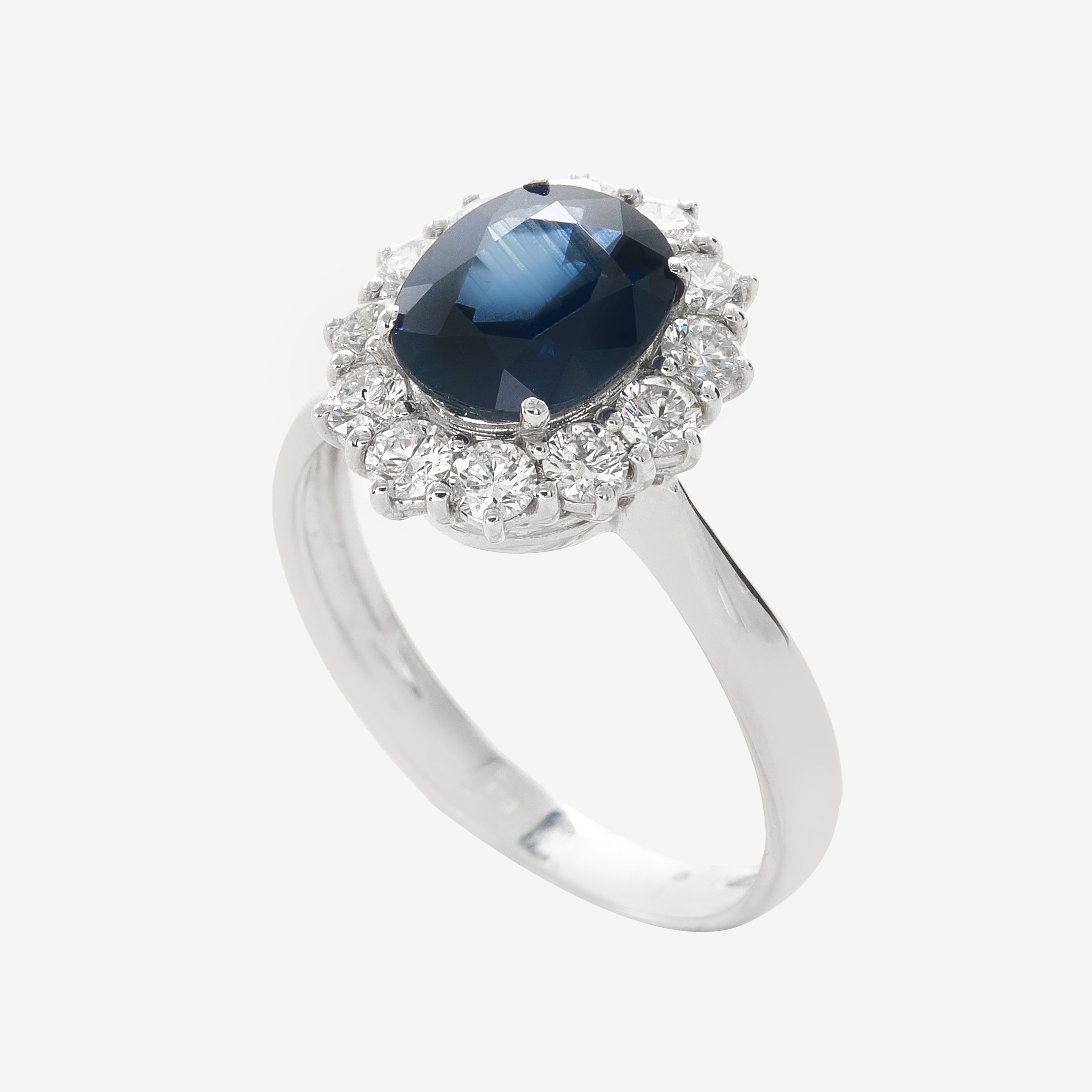 Sapphire Flower ring with diamonds and sapphire 1.9ct
