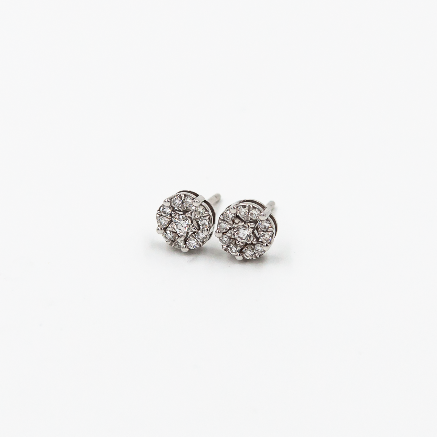 Round Star Diamond Earrings