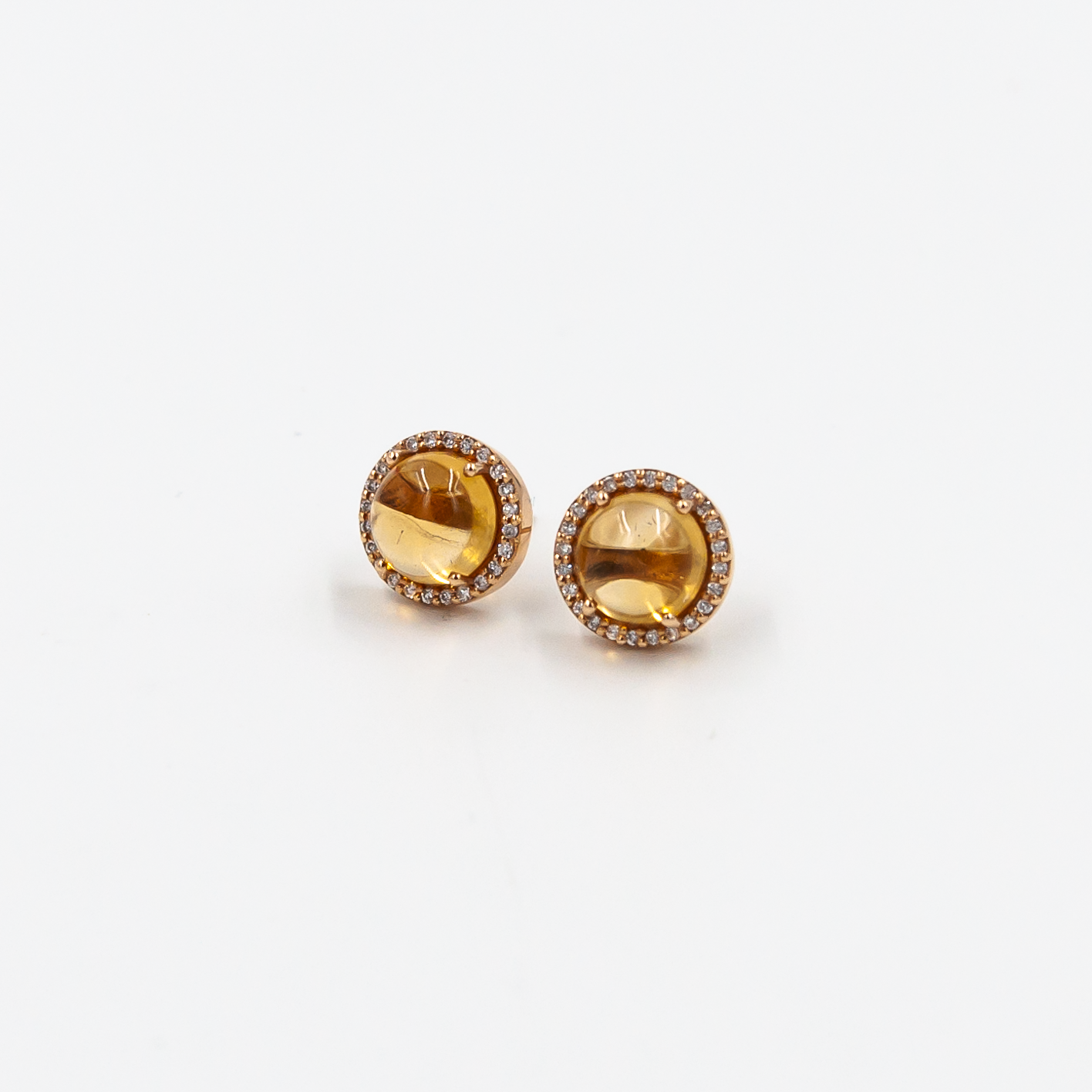 Round earrings with citrine and diamonds!! -35%!!