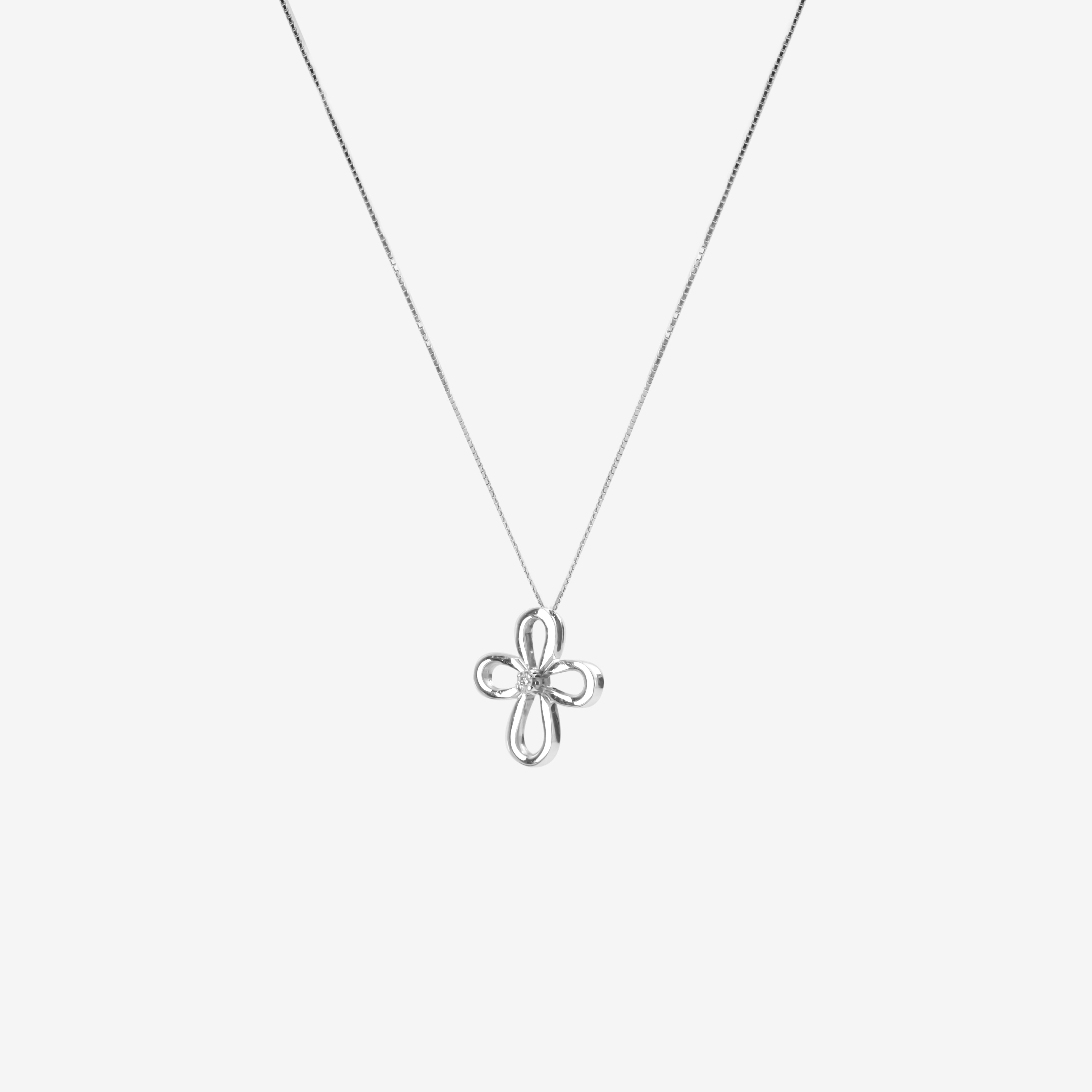 Colier empty cross cu diamant