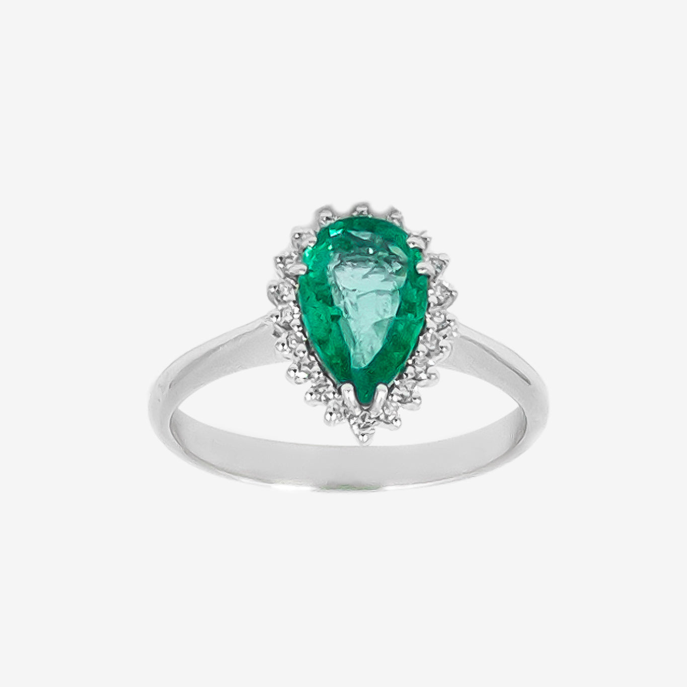Inel Emerald Tear Droplet cu Diamante