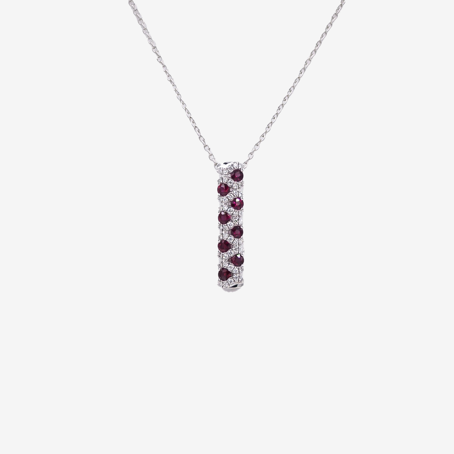 Stripe necklace with rubies and diamonds