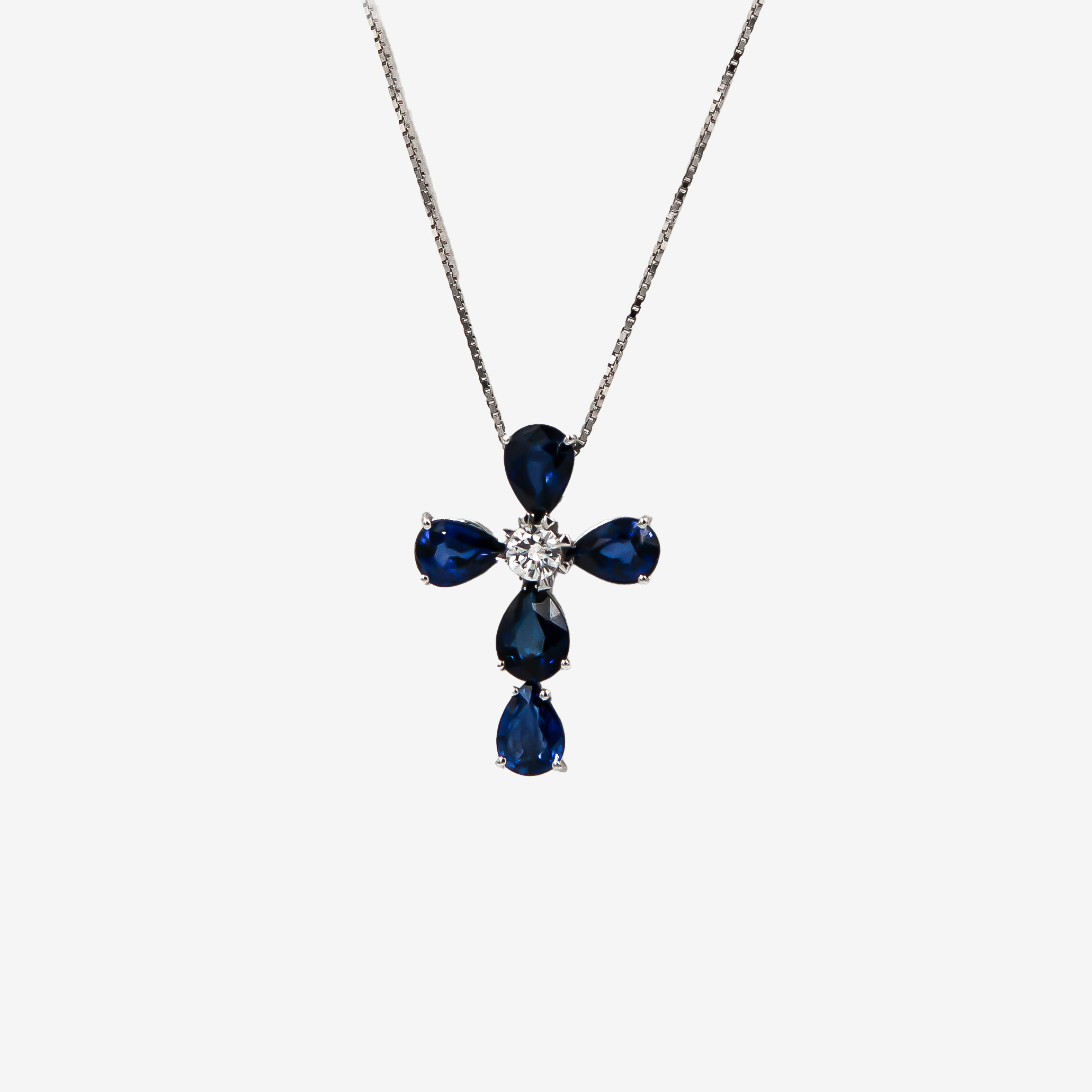 Colier Sapphire Cross cu Diamant central