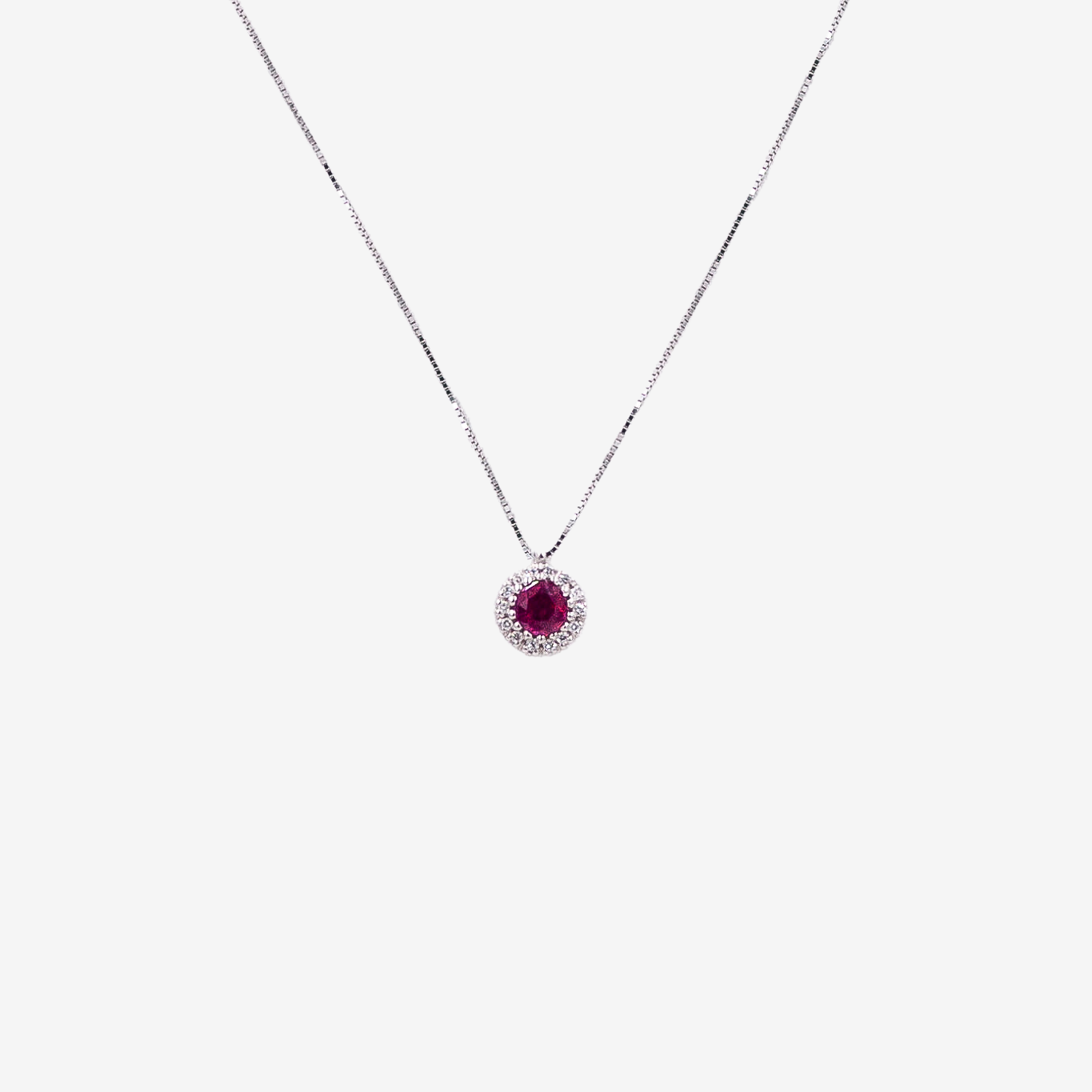 Ruby Round Sparkle Necklace with Diamonds