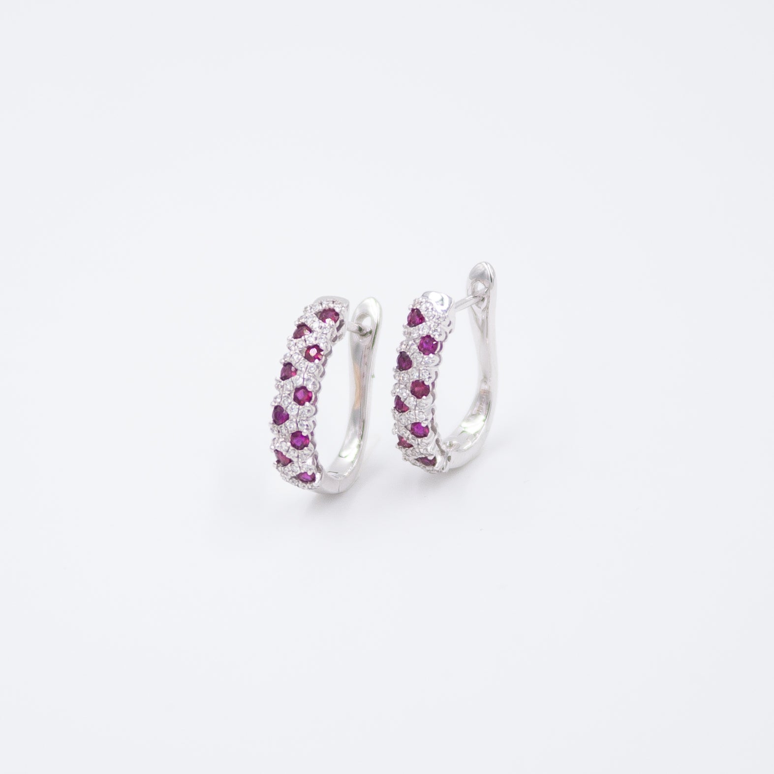 Stripe earrings with rubies and diamonds