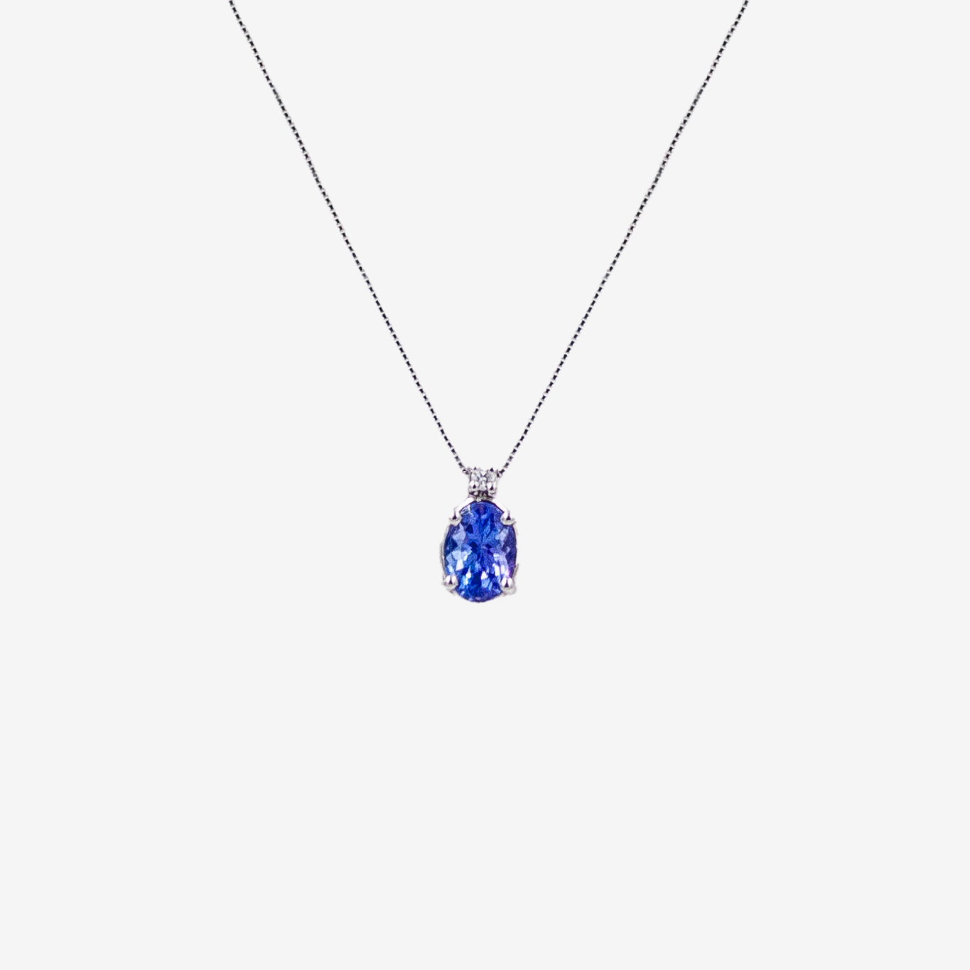 Round Droplet Necklace with Diamond and Tanzanite