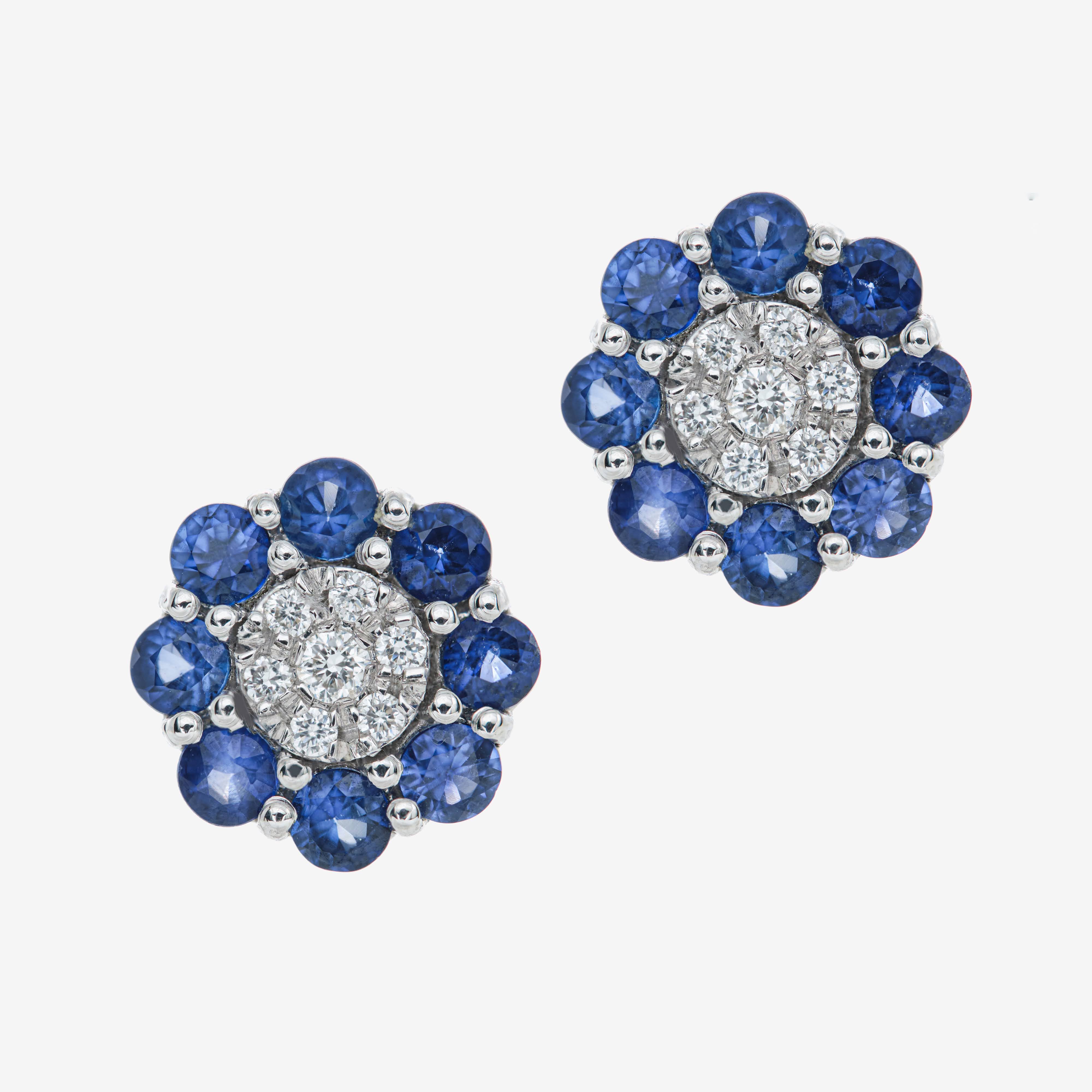Flower earrings with sapphires and diamonds
