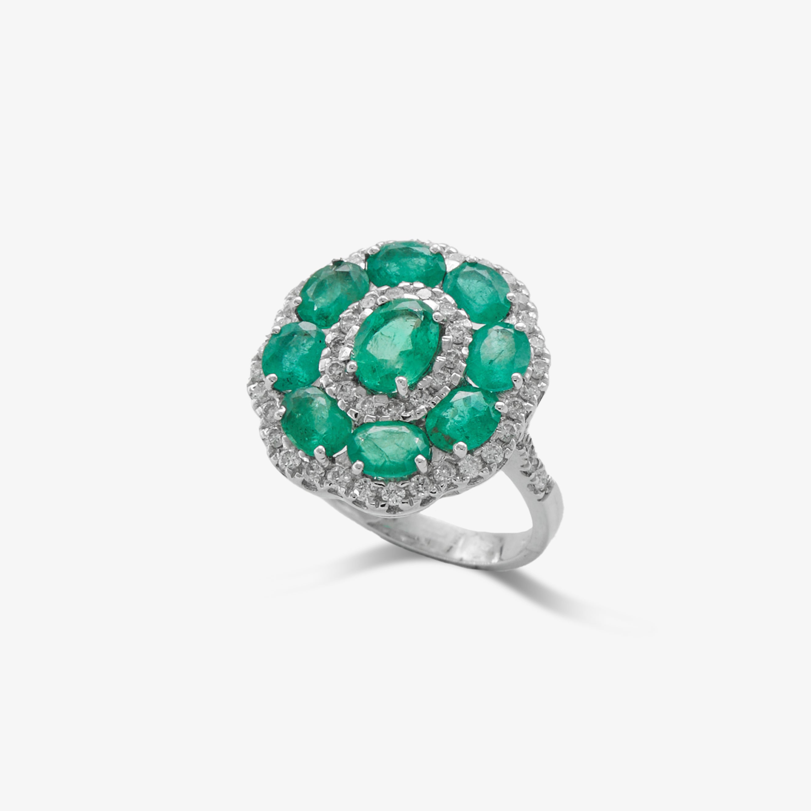 LINETTE RING WITH EMERALDS AND DIAMONDS