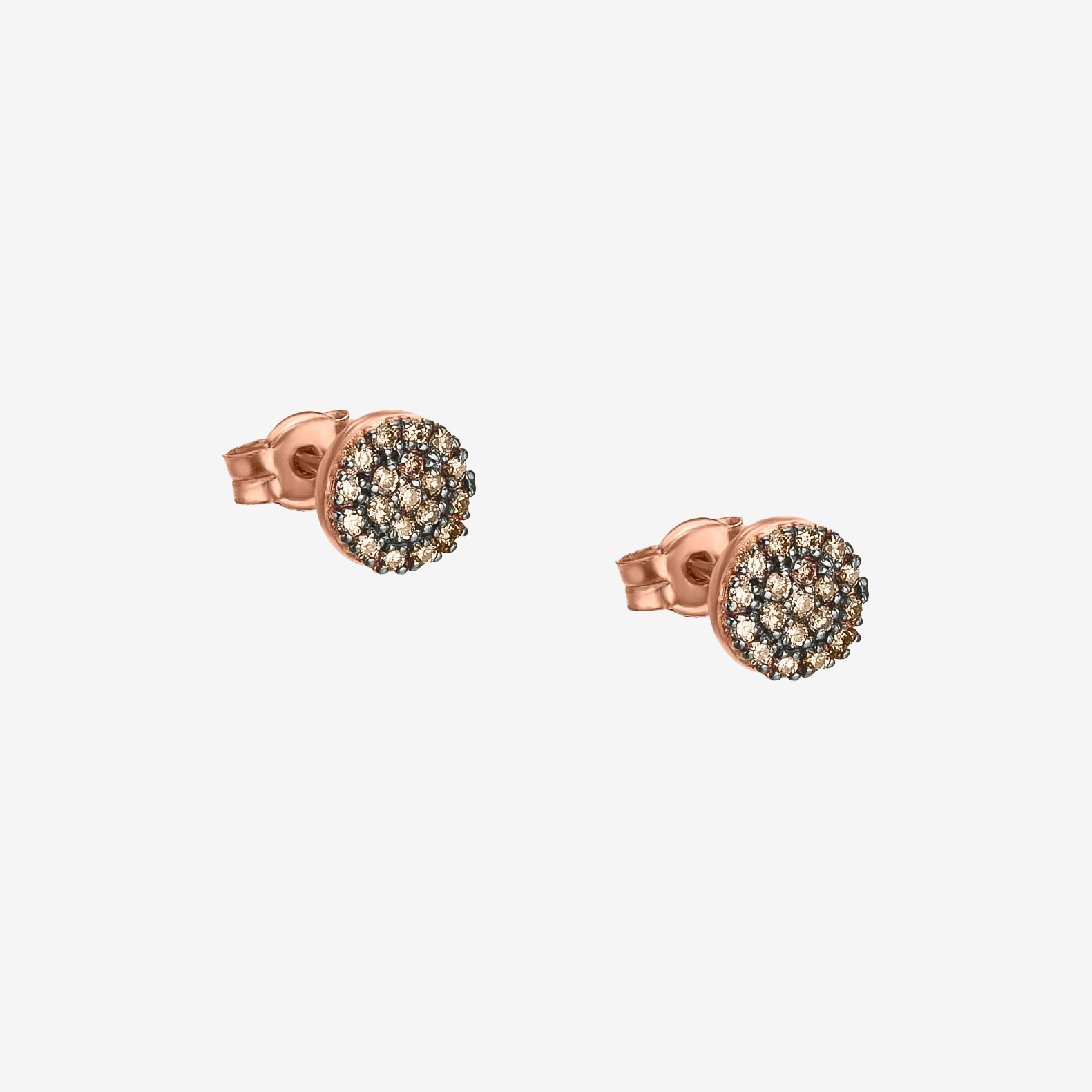 Round earrings with brown diamonds 0.19 ct
