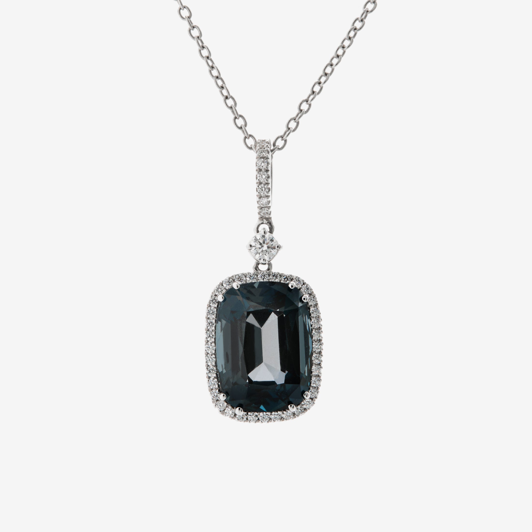Blue london topaz necklace with diamonds