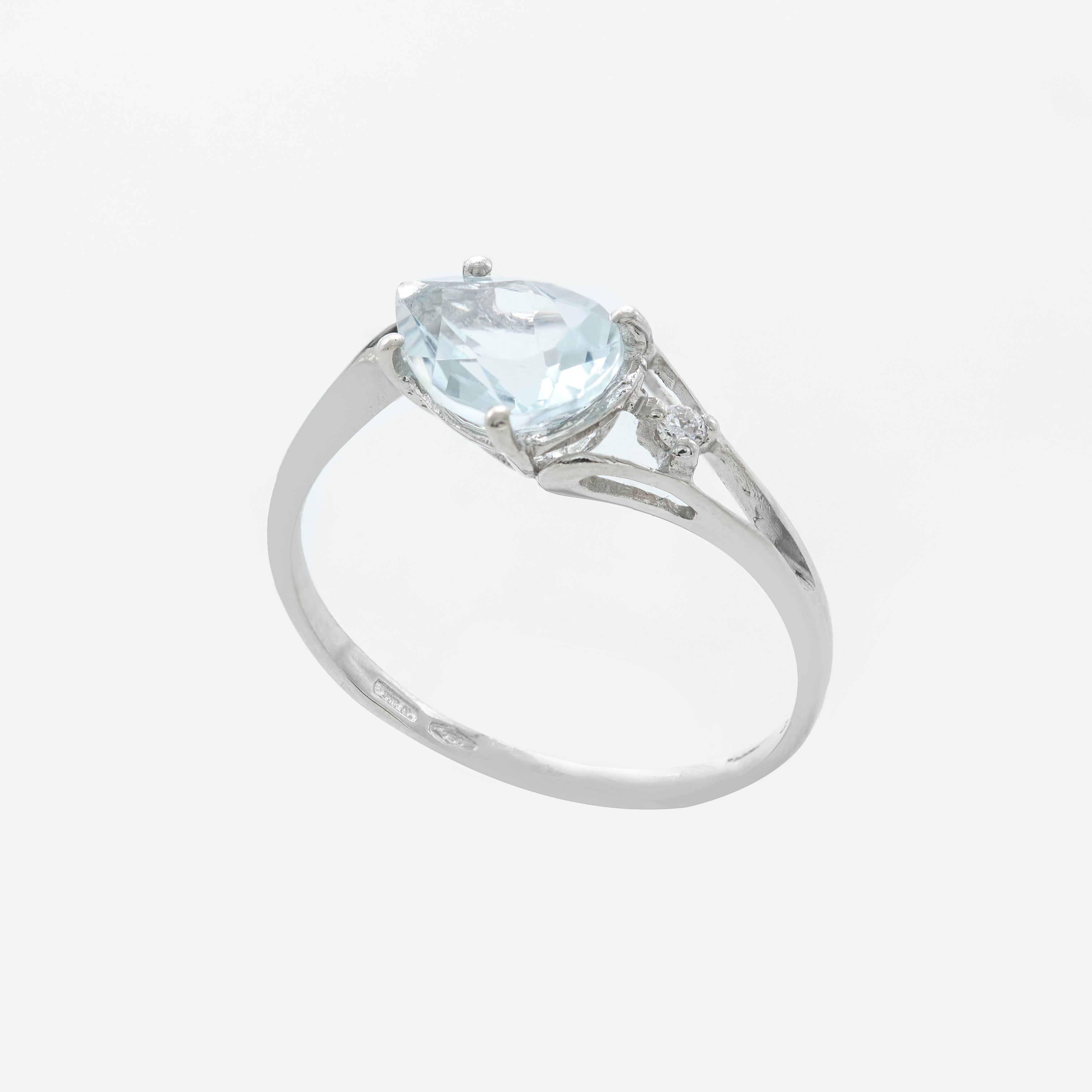 Lewis ring with aquamarine and diamonds