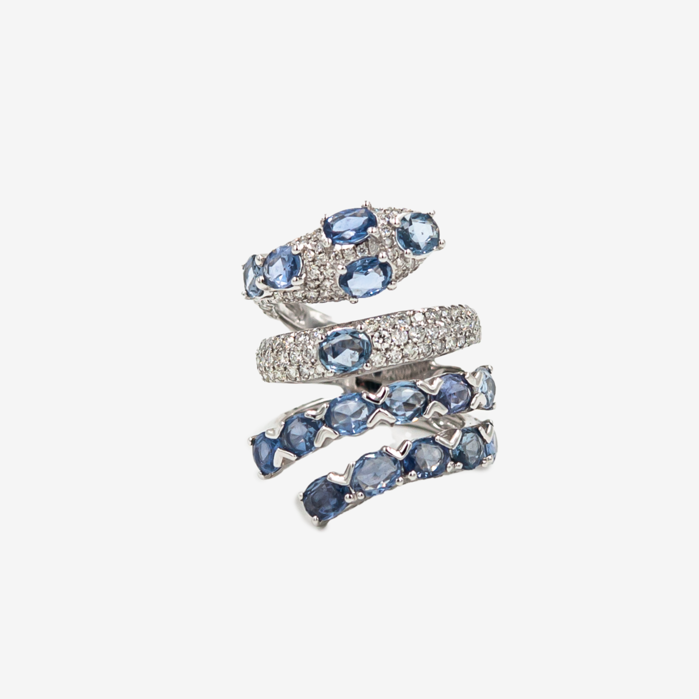 Serpenti Ring with Sapphires and Diamonds