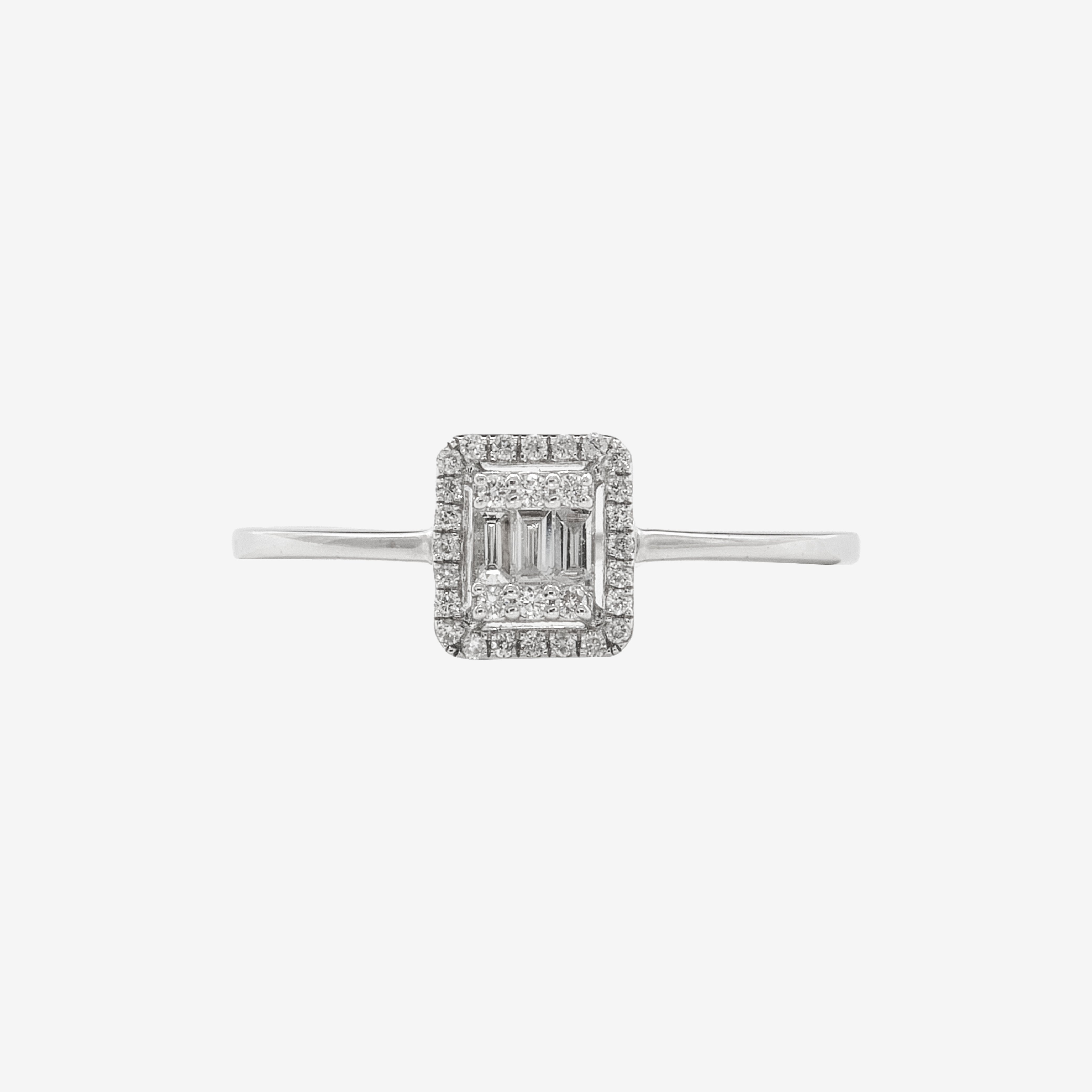 Square Baguette Ring with Diamonds