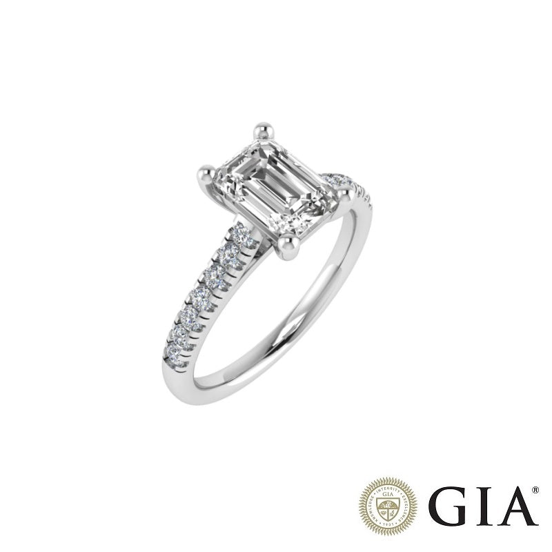 Alona platinum engagement ring with emerald cut diamond 0.75 ct - GIA certificate